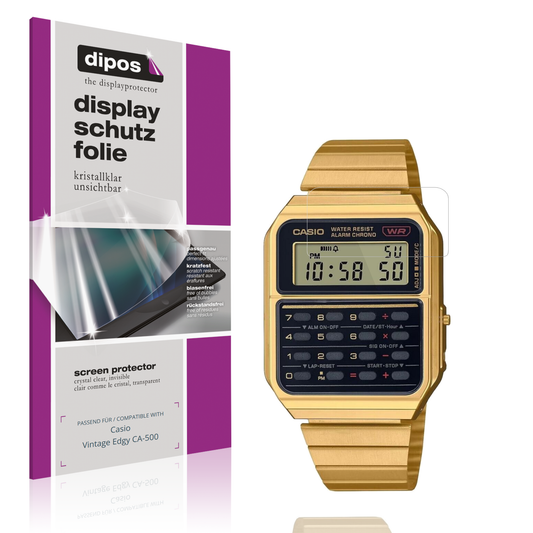 Klare Displayschutzfolie von dipos passend für casiovintage edgy ca-500, präziser Zuschnitt und blasenfrei montiert