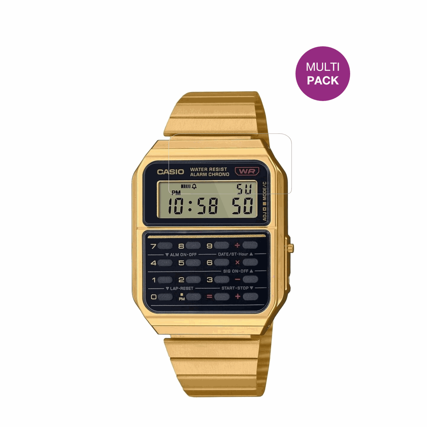 casiovintage edgy ca-500 mit aufgebrachter dipos Displayschutzfolie, glasklare Darstellung ohne Einschränkungen