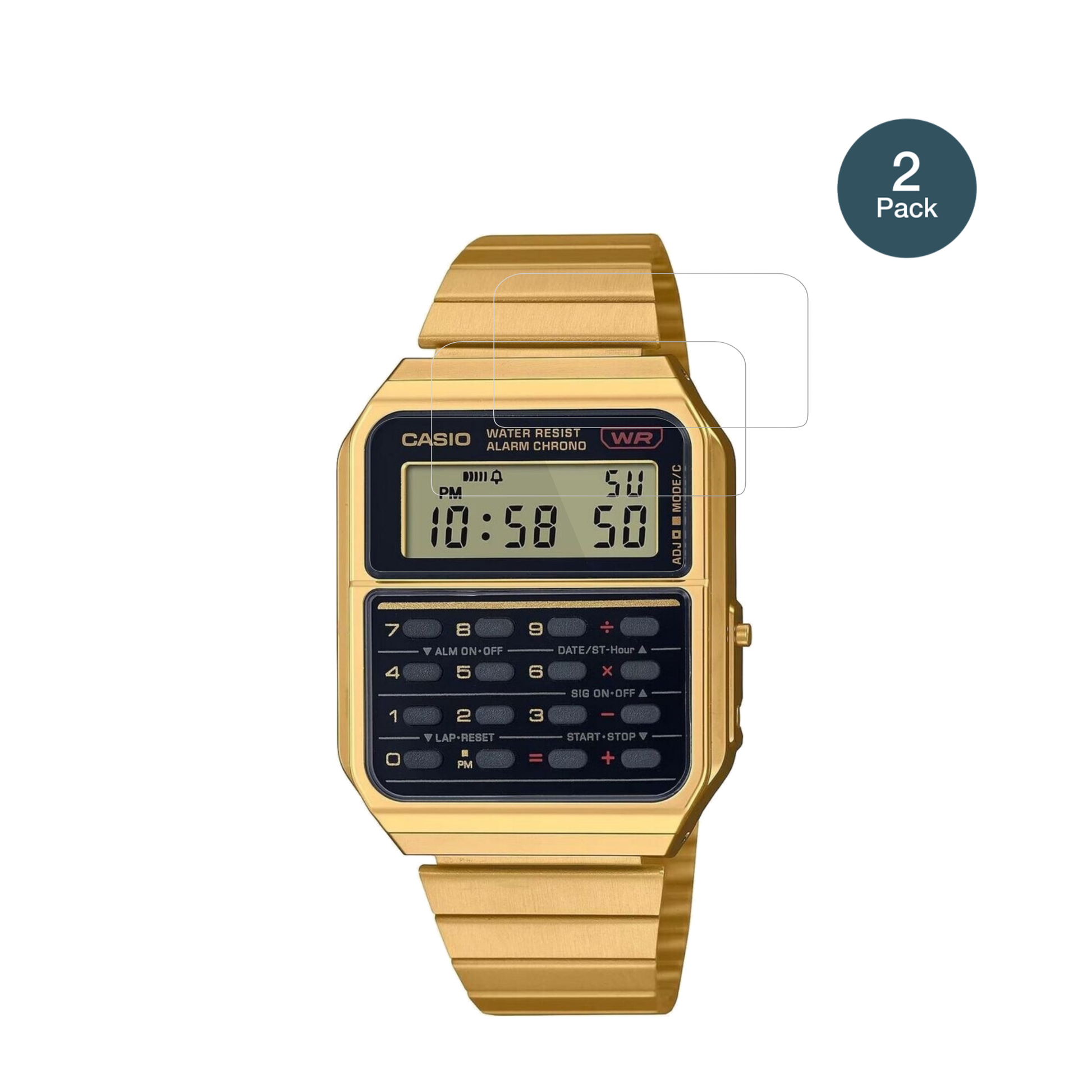 casiovintage edgy ca-500 mit aufgebrachter dipos Flex Schutzfolie, glasklare Darstellung ohne Einschränkungen