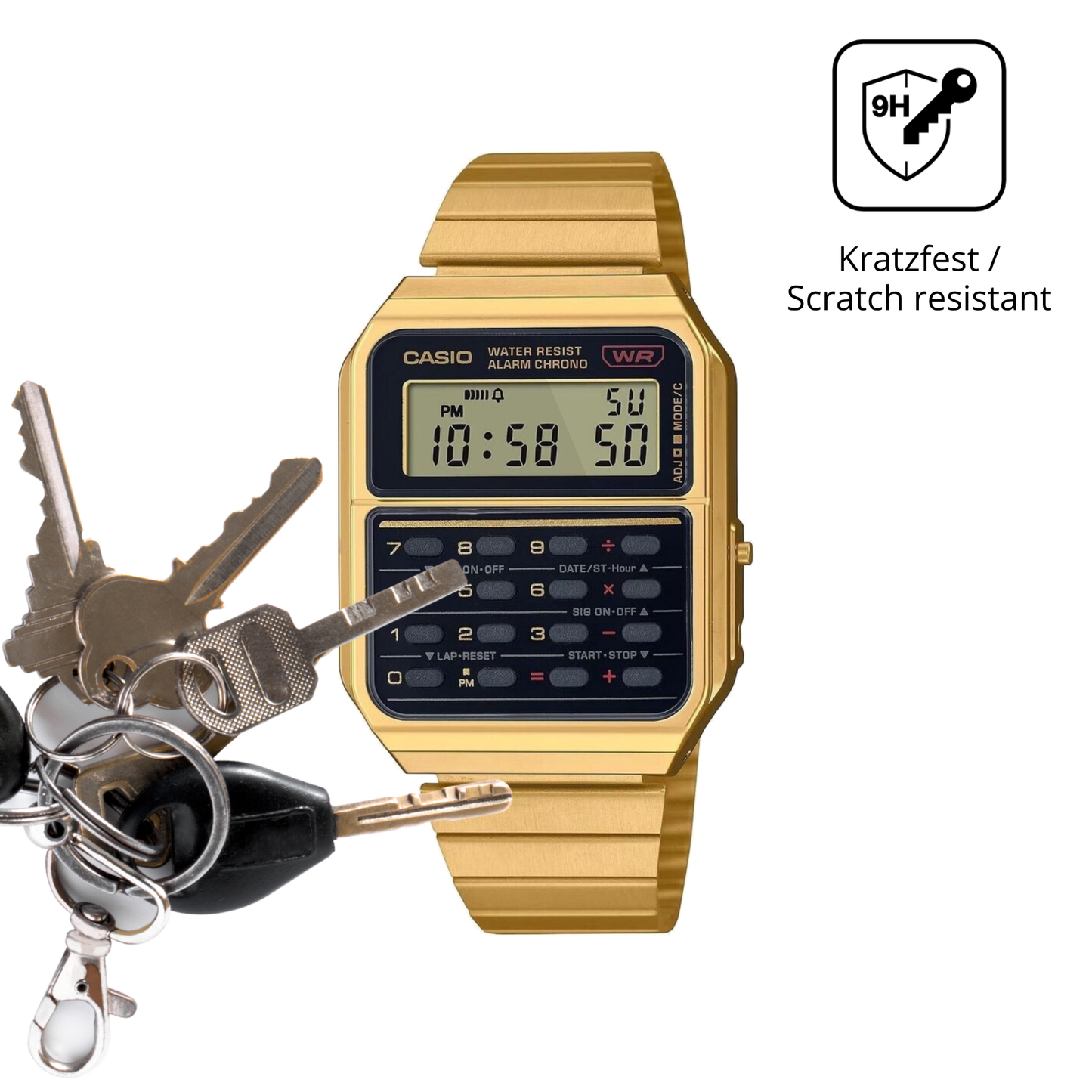 dipos Displayschutz für casiovintage edgy ca-500, transparente Oberfläche, perfekte Passform auch für die Rundungen