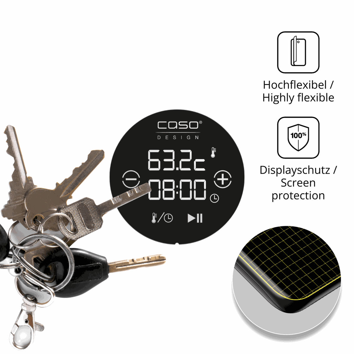 2x 3D Full Cover Schutzfolie für Caso Sous Vide Stick 1310