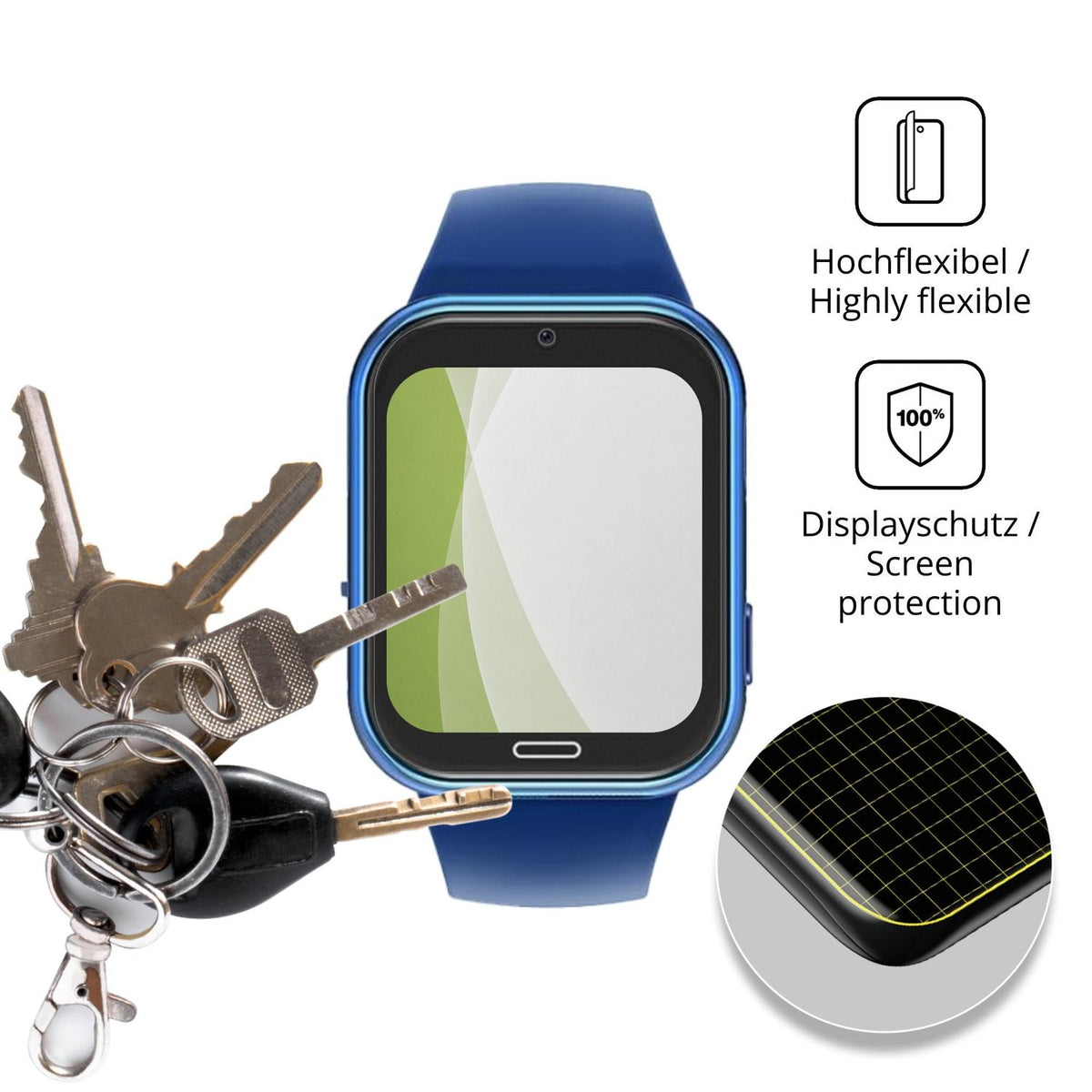 dipos Displayschutz für CATGIFF X53, transparente Oberfläche, perfekte Passform auch für die Rundungen