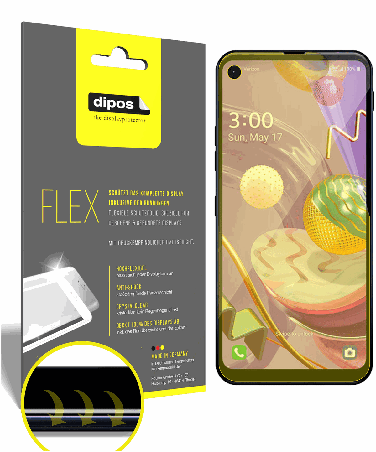 3x 3D Full Cover Schutzfolie für LG Q70