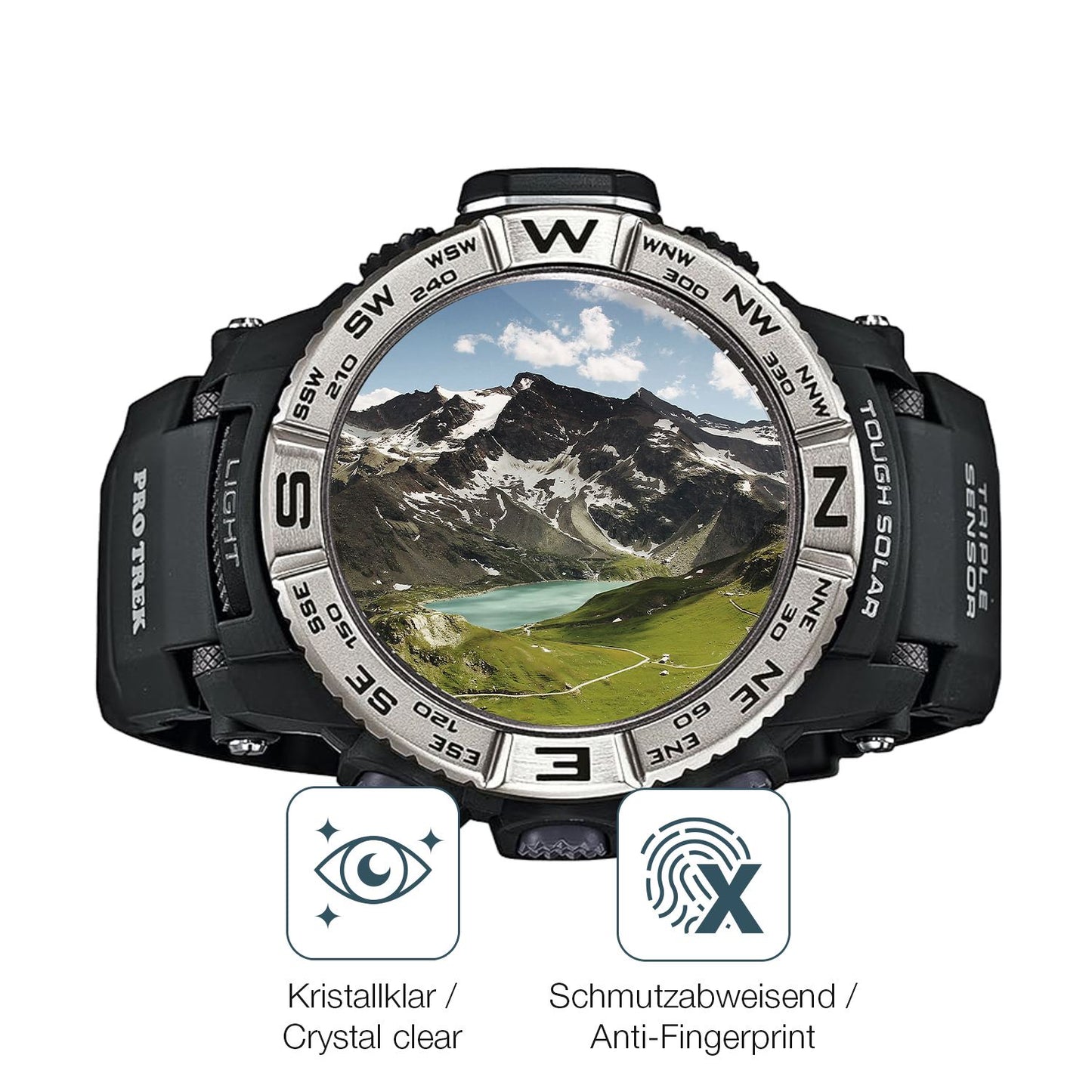 Flexible TPU-Folie passend zugeschnitten für Casio Pro Trek PRW-3500-1, vollständige Abdeckung
