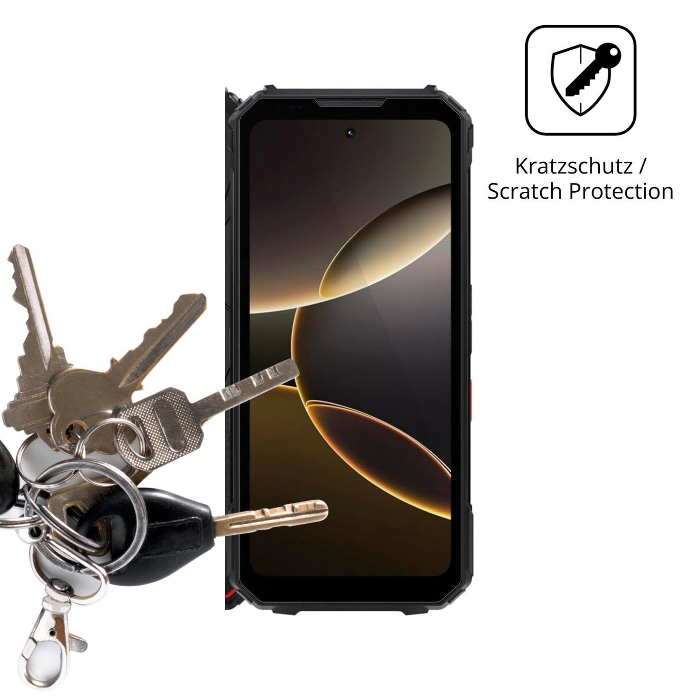 Schutz gegen Kratzer auf dem DOOGEE V Max LR 5G Glas durch Schlüssel oder Ähnliches