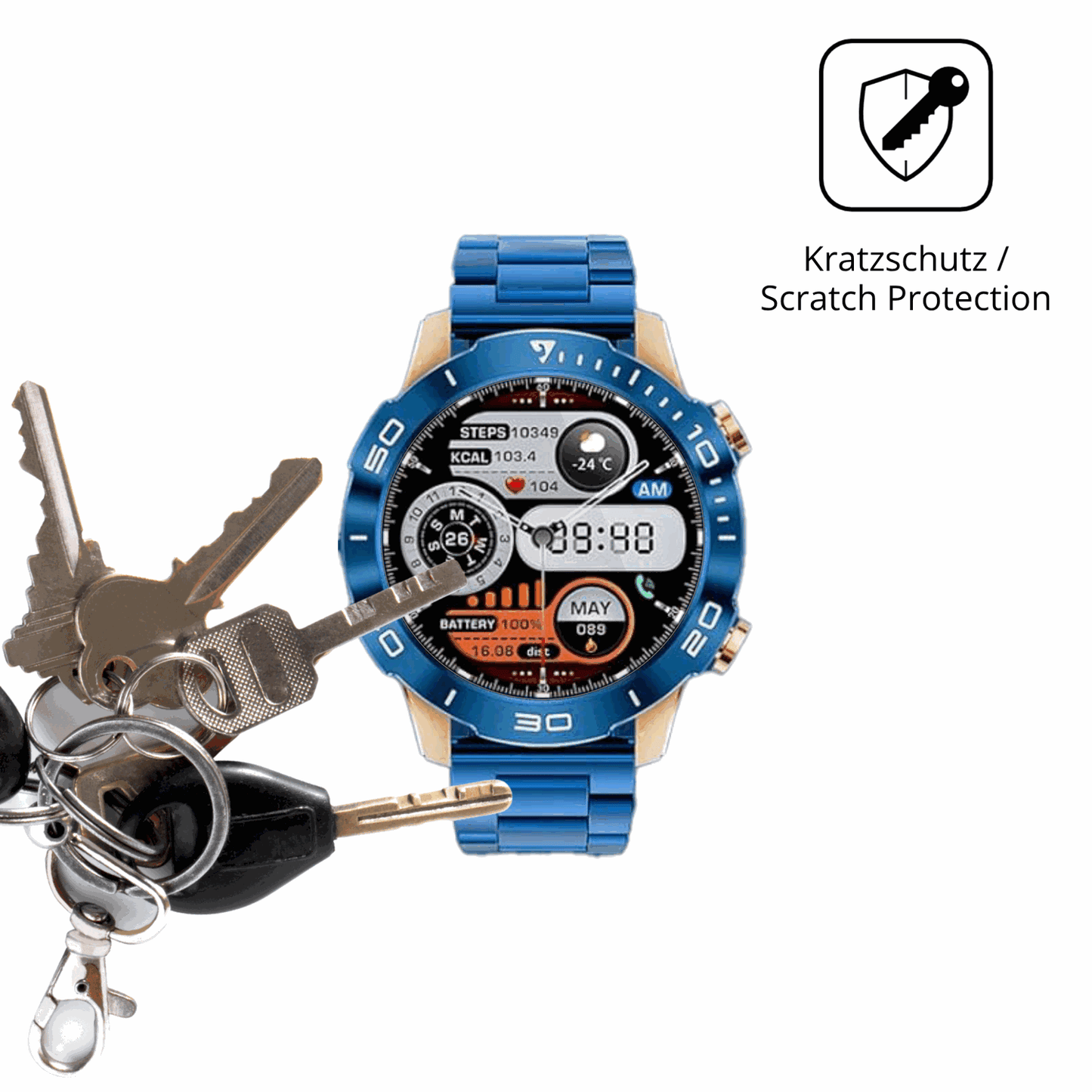 Schutz gegen Kratzer auf dem DREMAC TX7-E Glas durch Schlüssel oder Ähnliches
