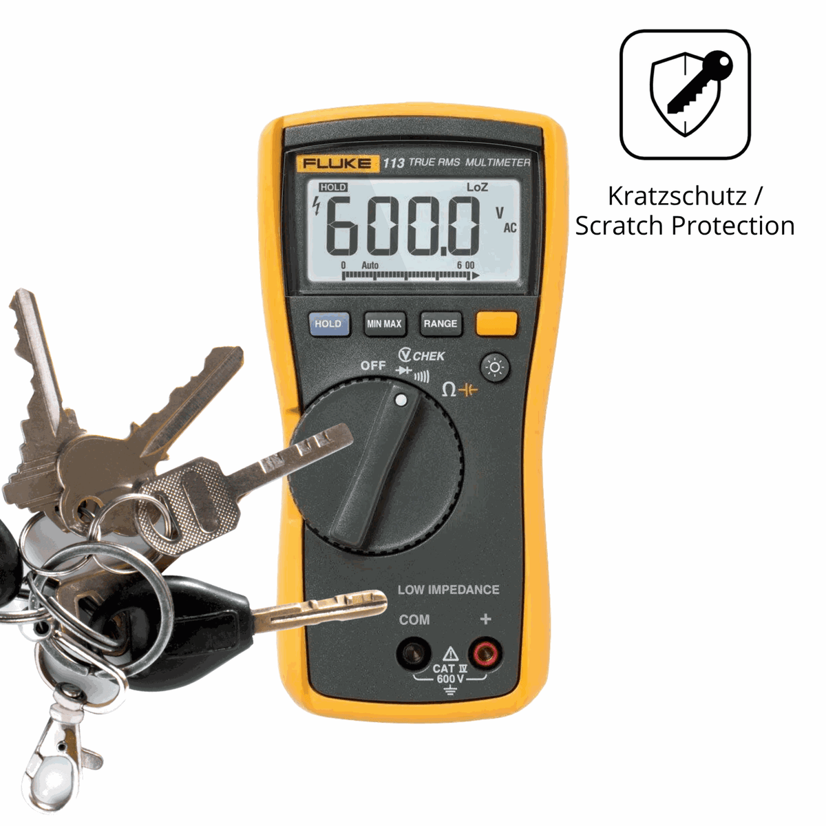 Schutz gegen Kratzer auf dem Fluke MultiMeter 113 Glas durch Schl�ssel oder �hnliches