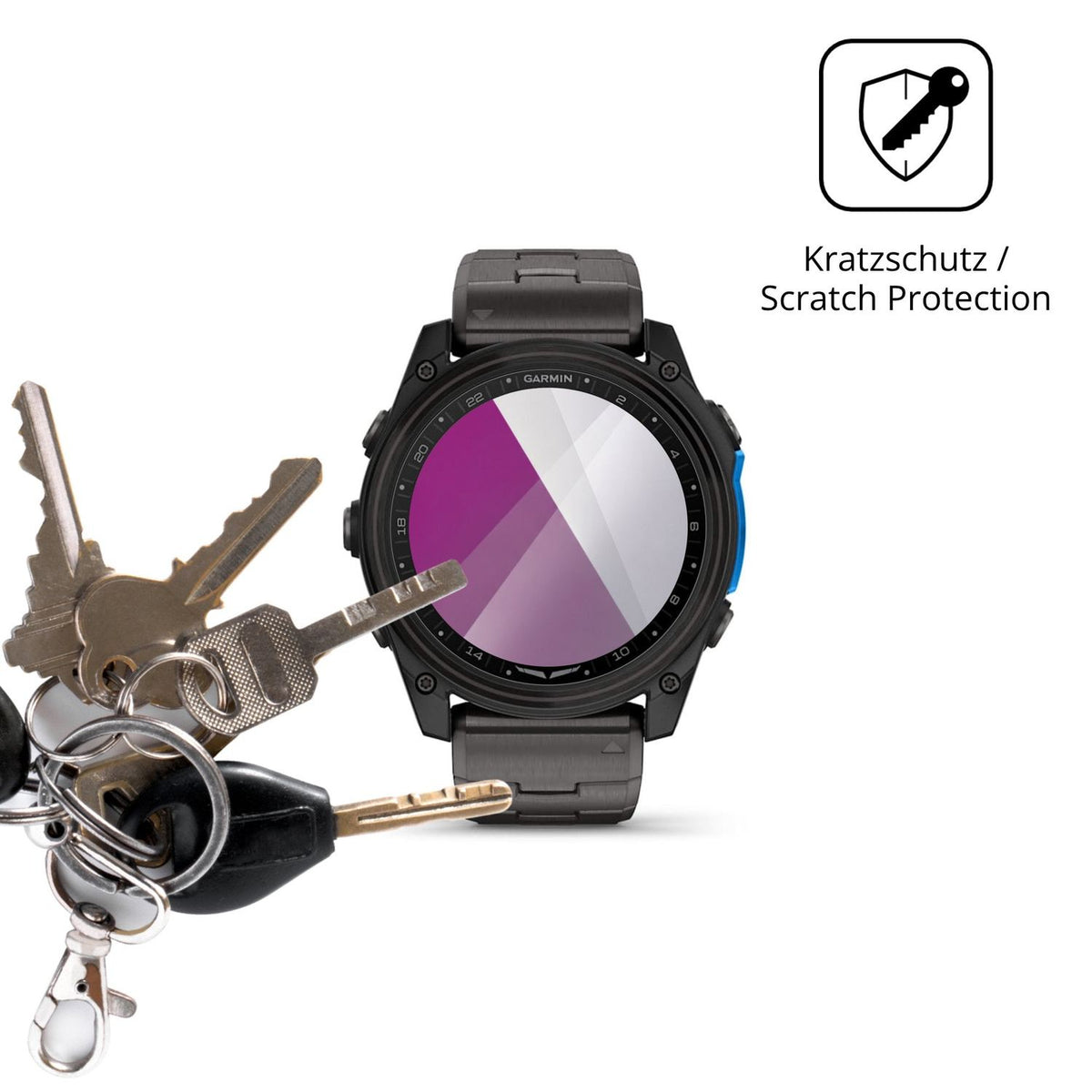 Schutz gegen Kratzer auf dem Garmin D2 Mach 2 51mm Glas durch Schlüssel oder Ähnliches