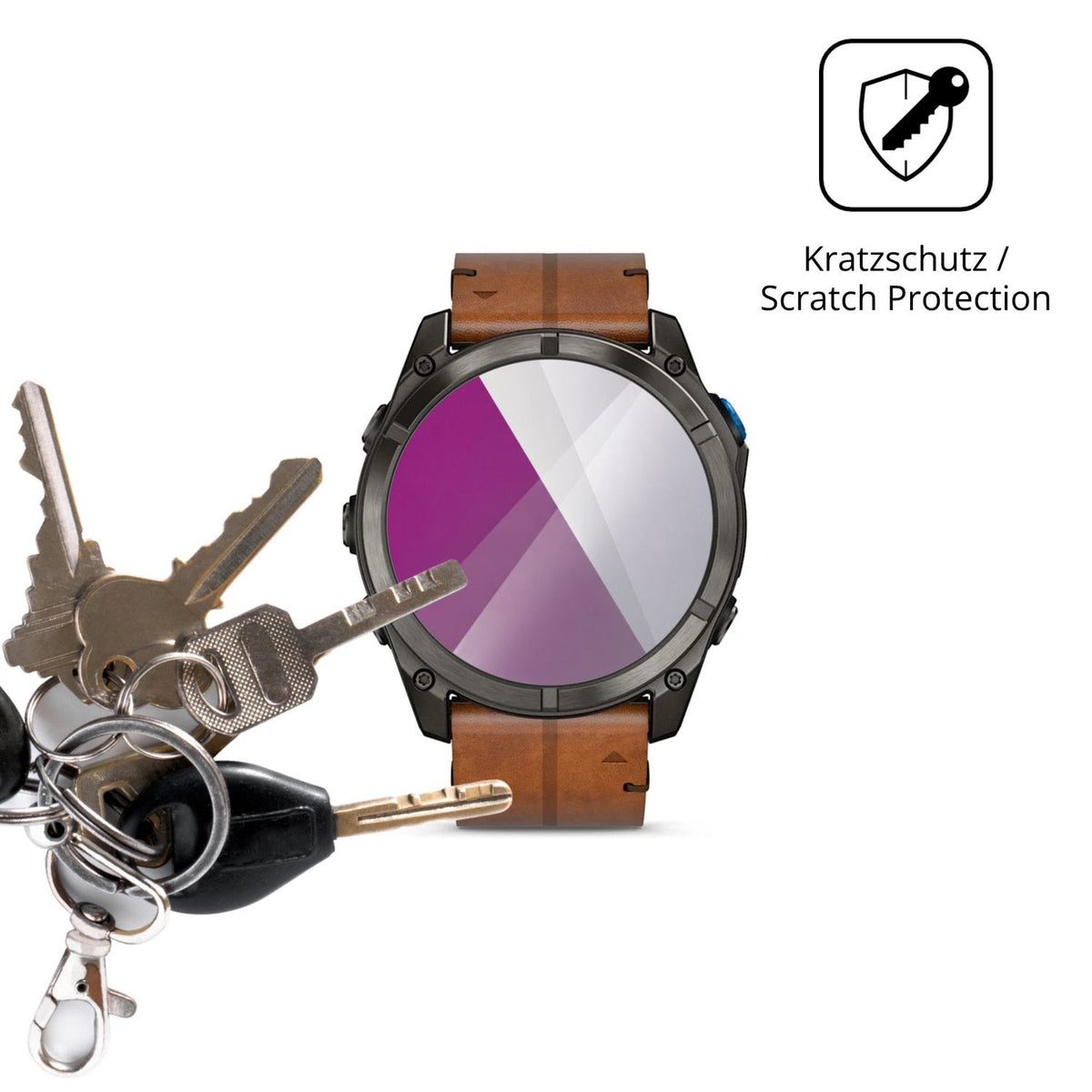 Schutz gegen Kratzer auf dem Garmin D2 Mach 2 Pro 51mm Glas durch Schlüssel oder Ähnliches