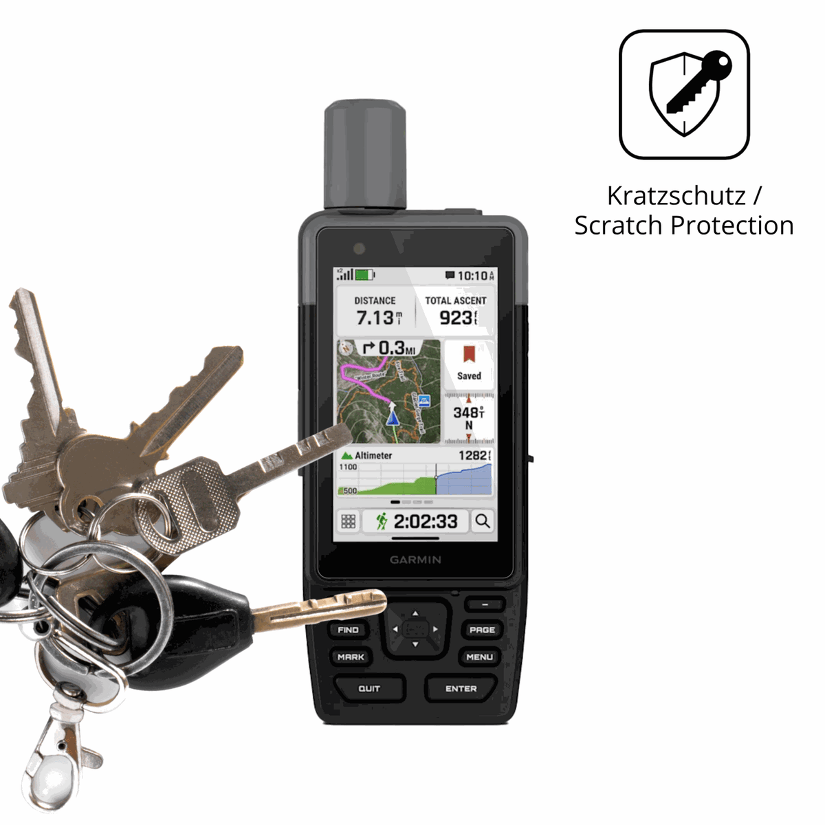 Schutz gegen Kratzer auf dem Garmin GPSMAP H1 Glas durch Schlüssel oder Ähnliches