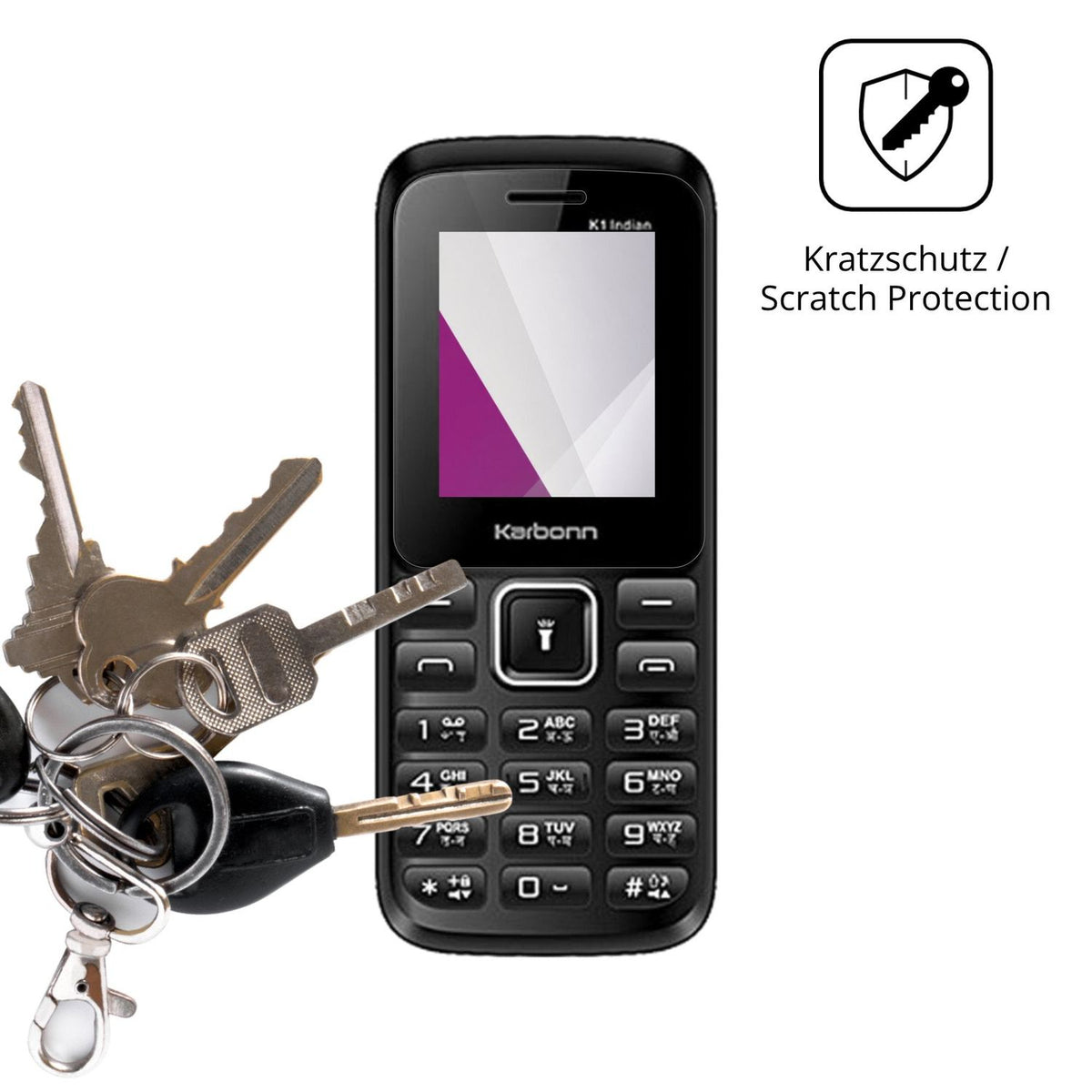 Schutz gegen Kratzer auf dem Karbonn K1 Indian Glas durch Schlüssel oder Ähnliches