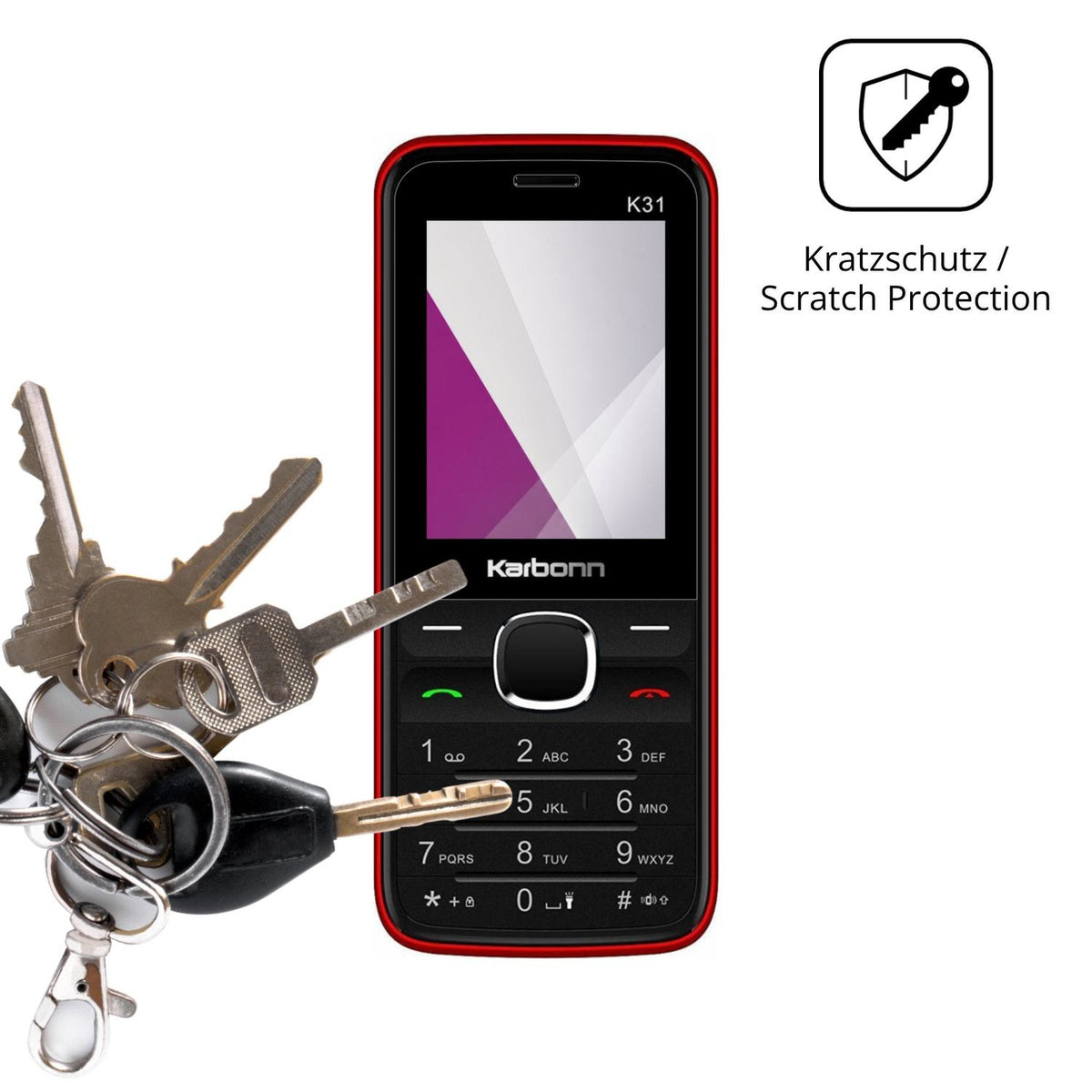 Schutz gegen Kratzer auf dem Karbonn K31 Glas durch Schlüssel oder Ähnliches