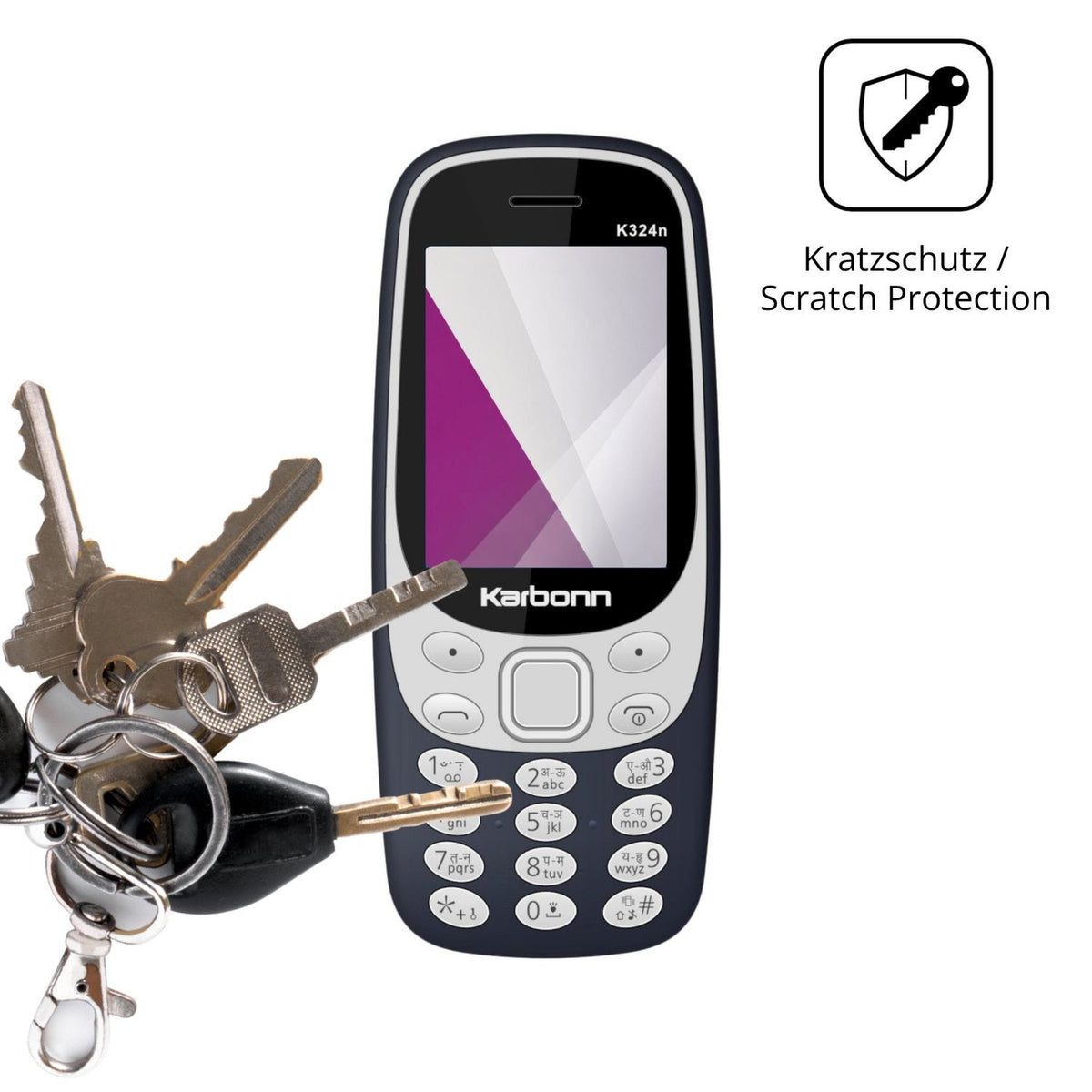 Schutz gegen Kratzer auf dem Karbonn K324n Glas durch Schlüssel oder Ähnliches
