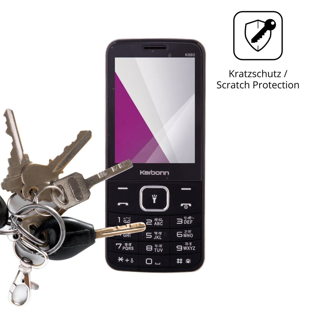 Schutz gegen Kratzer auf dem Karbonn K880 Glas durch Schlüssel oder Ähnliches