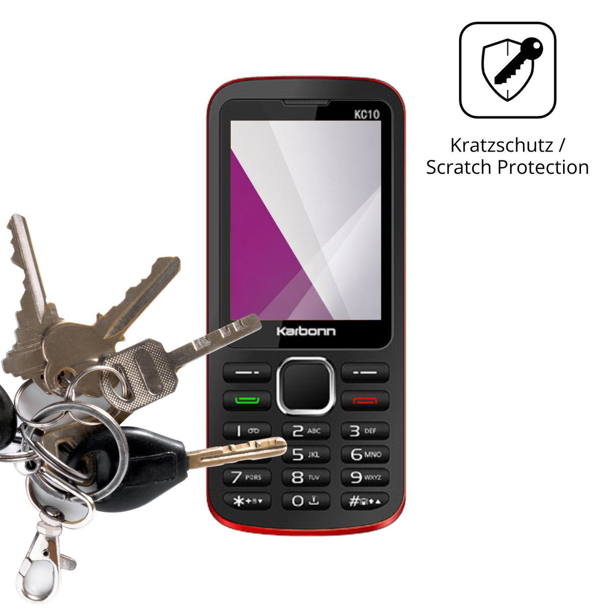 Schutz gegen Kratzer auf dem Karbonn KC10 Glas durch Schlüssel oder Ähnliches