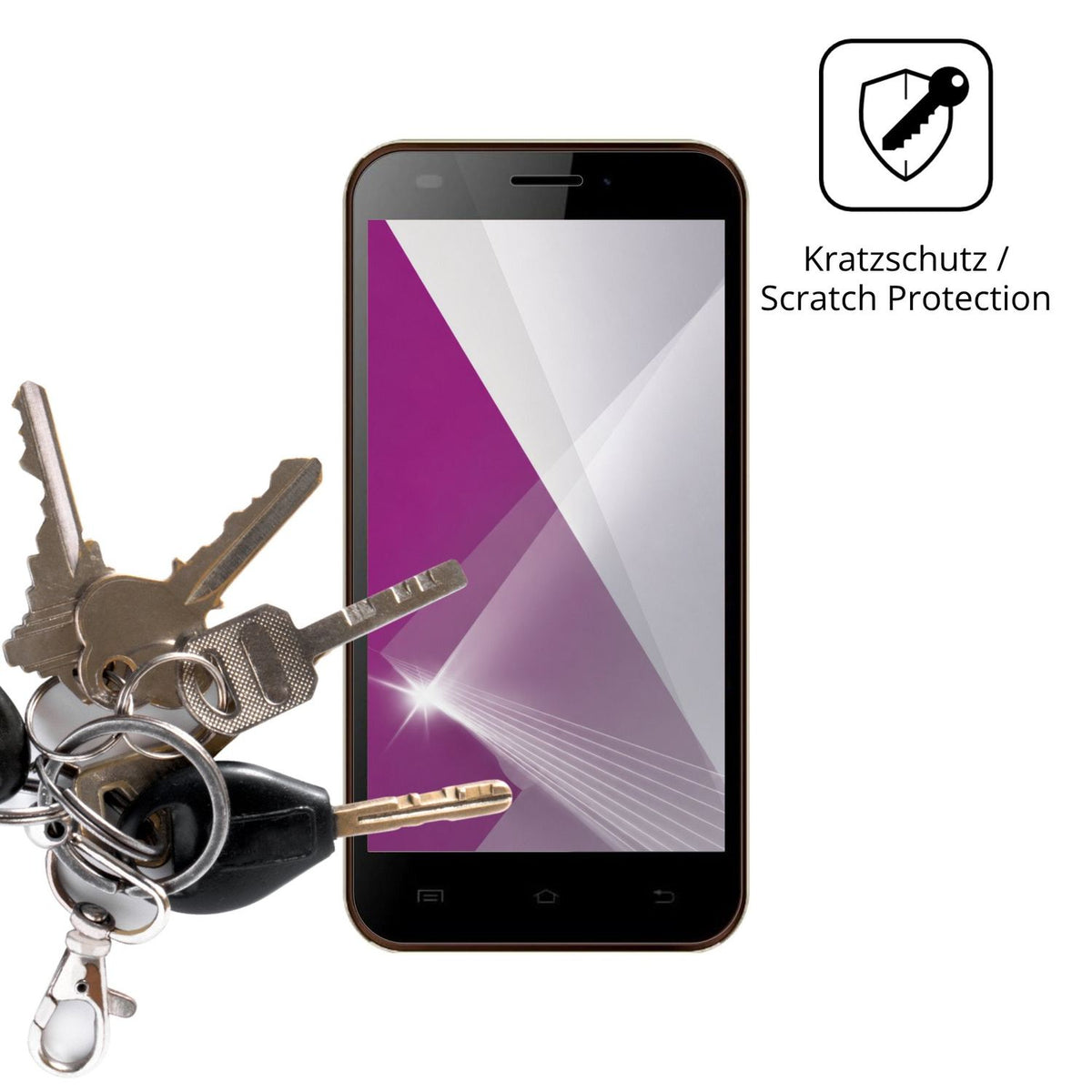 Schutz gegen Kratzer auf dem Karbonn Titanium S200 HD Glas durch Schlüssel oder Ähnliches