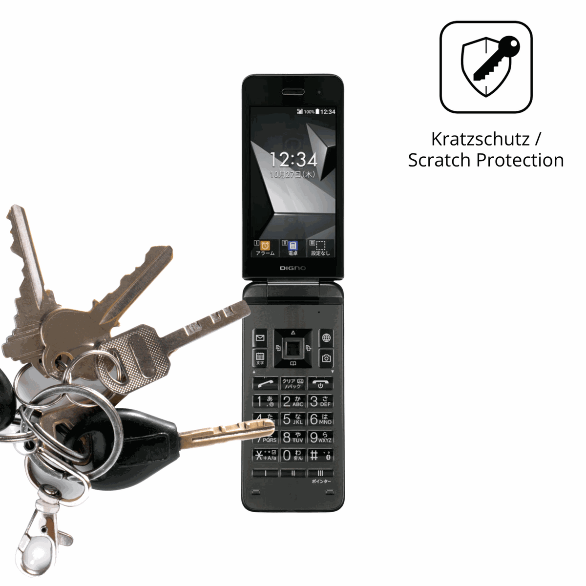 Schutz gegen Kratzer auf dem Kyocera Digno Keitai 4 Glas durch Schlüssel oder Ähnliches