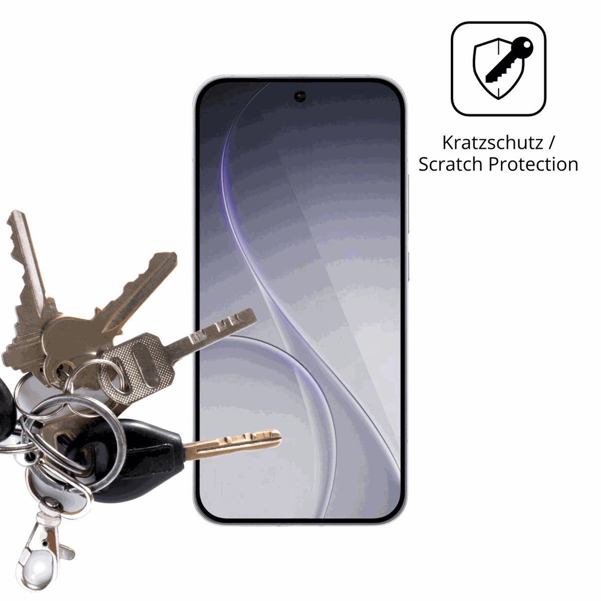 Schutz gegen Kratzer auf dem Oppo Reno15 5G Glas durch Schl�ssel oder �hnliches