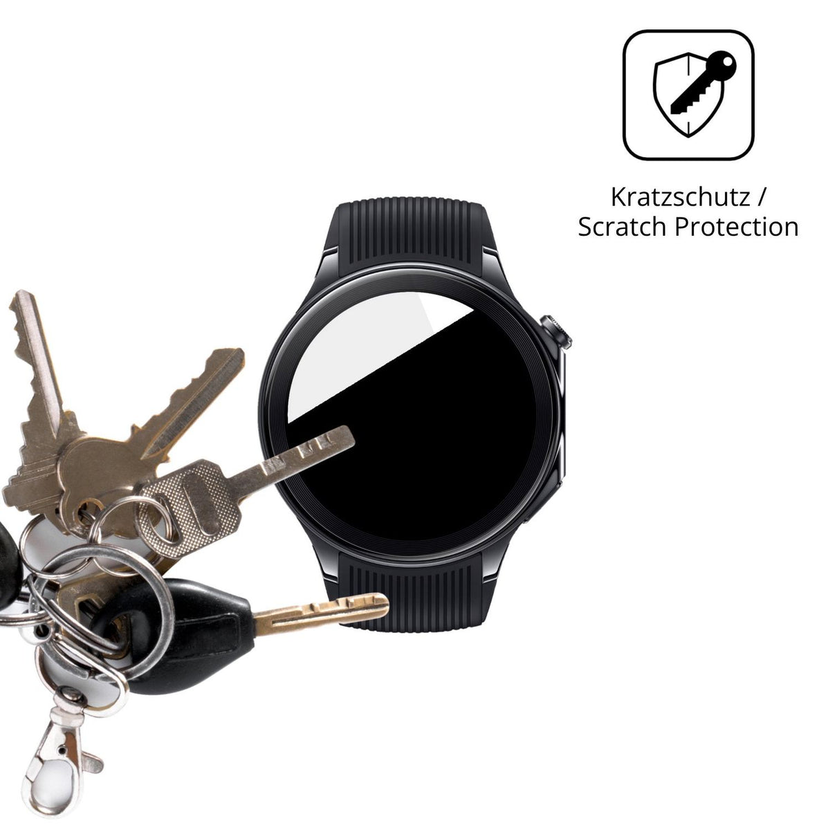 Schutz gegen Kratzer auf dem Oppo Watch X3 Glas durch Schlüssel oder Ähnliches