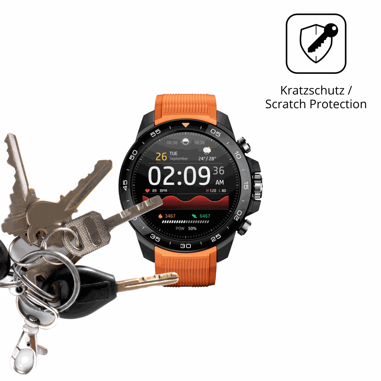 Schutz gegen Kratzer auf dem Xiaomi Mibro GS Explorer S Glas durch Schl�ssel oder �hnliches
