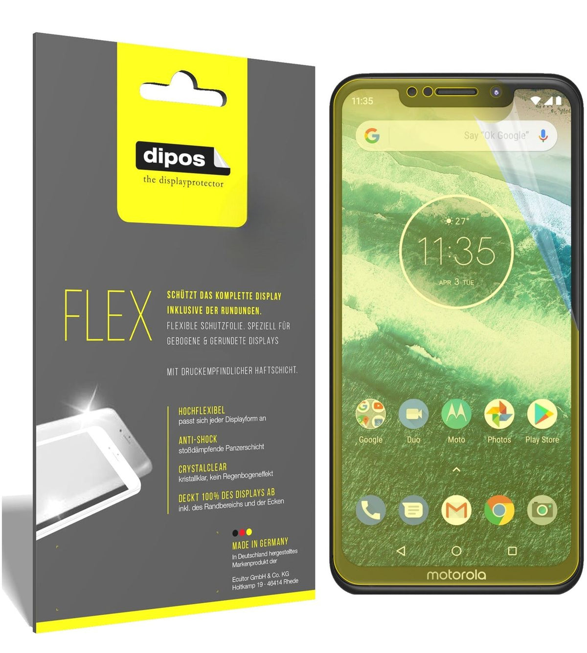 2x 3D Full Cover Schutzfolie für Motorola One Power