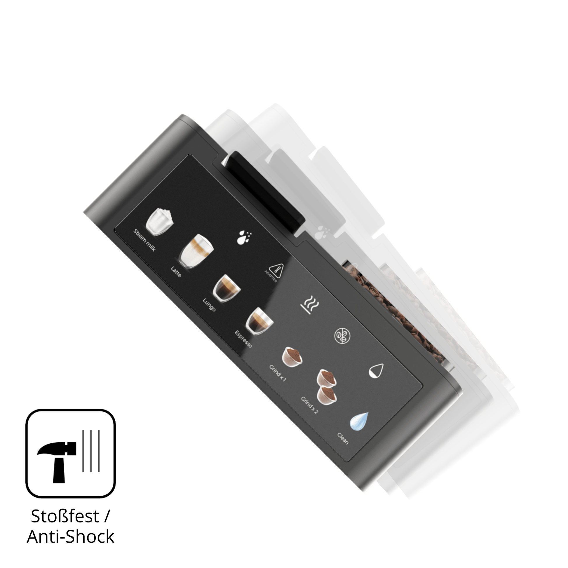 Schutz gegen Kratzer auf dem Cecotec Freestyle Grind &amp; Latte Glas durch Schlüssel, Stöße gegen die Tischkante oder Stürze