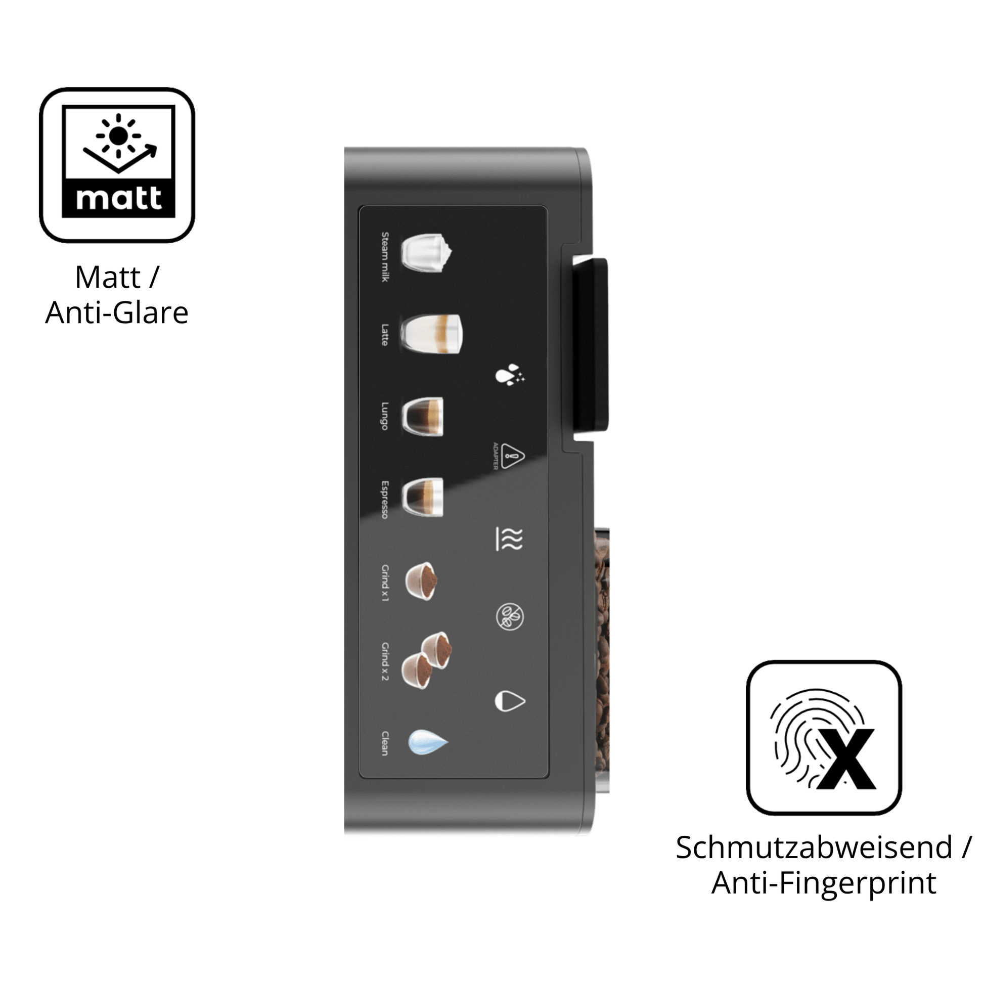 9H Hartbeschichtete, flexible Folie passend zugeschnitten für Cecotec Freestyle Grind &amp; Latte