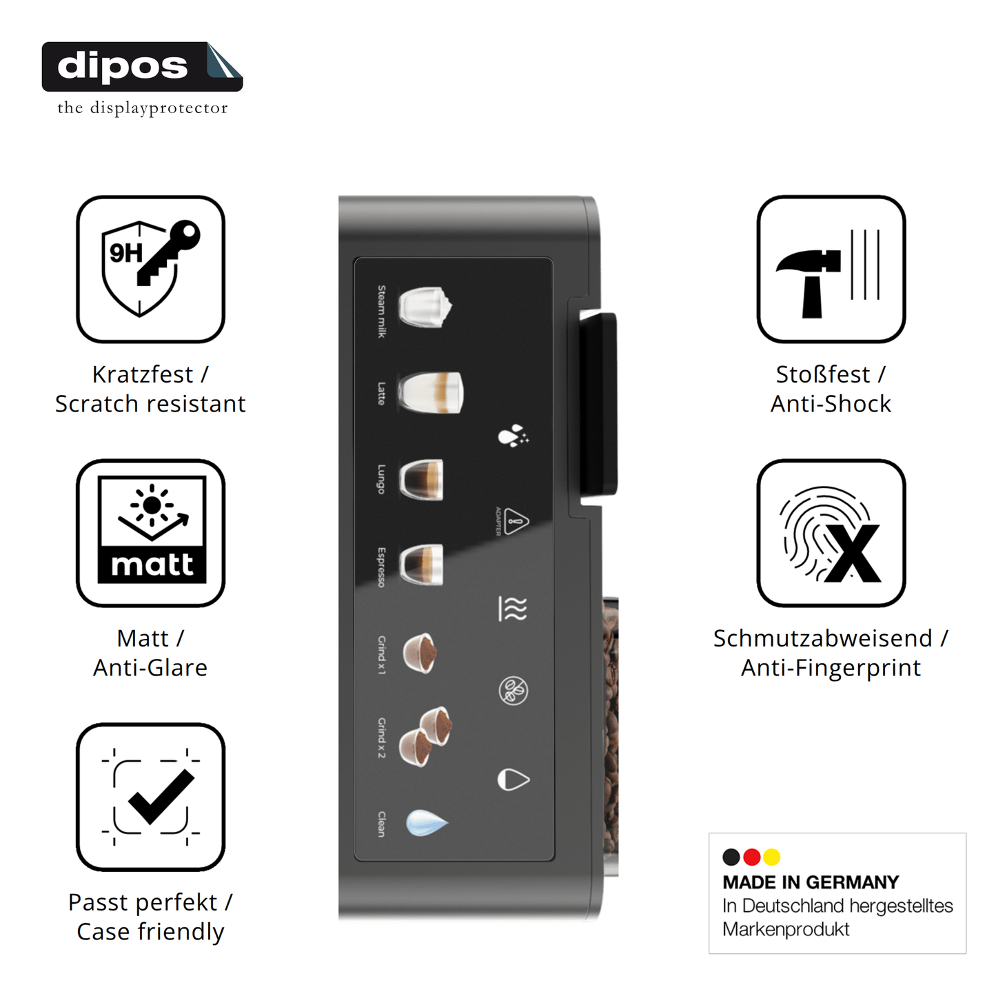 Displayschutz hergestellt in Deutschland, höchste Qualität made in Germany