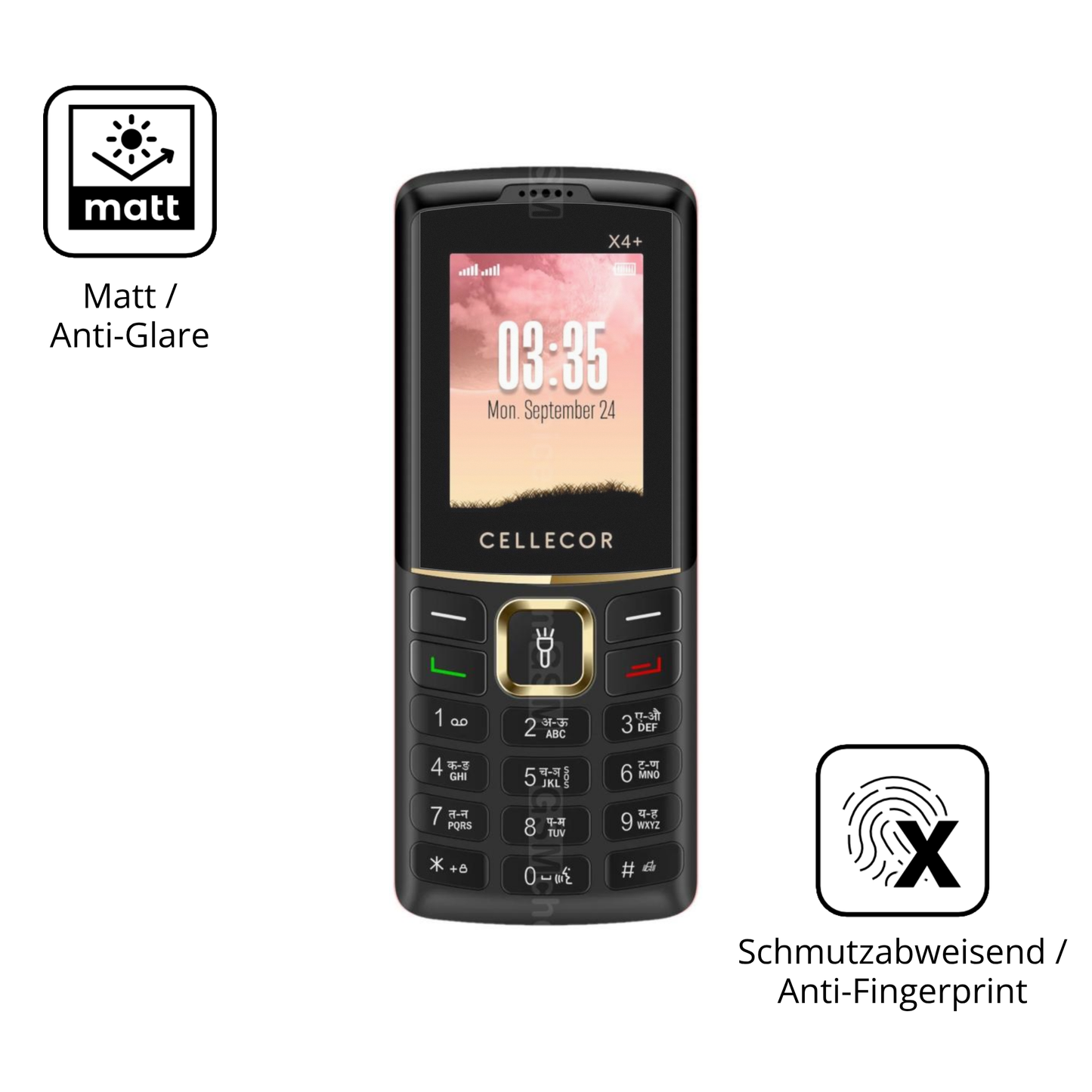4x Schutzfolie matt für Cellecor X4+ Display-Schutzfolie