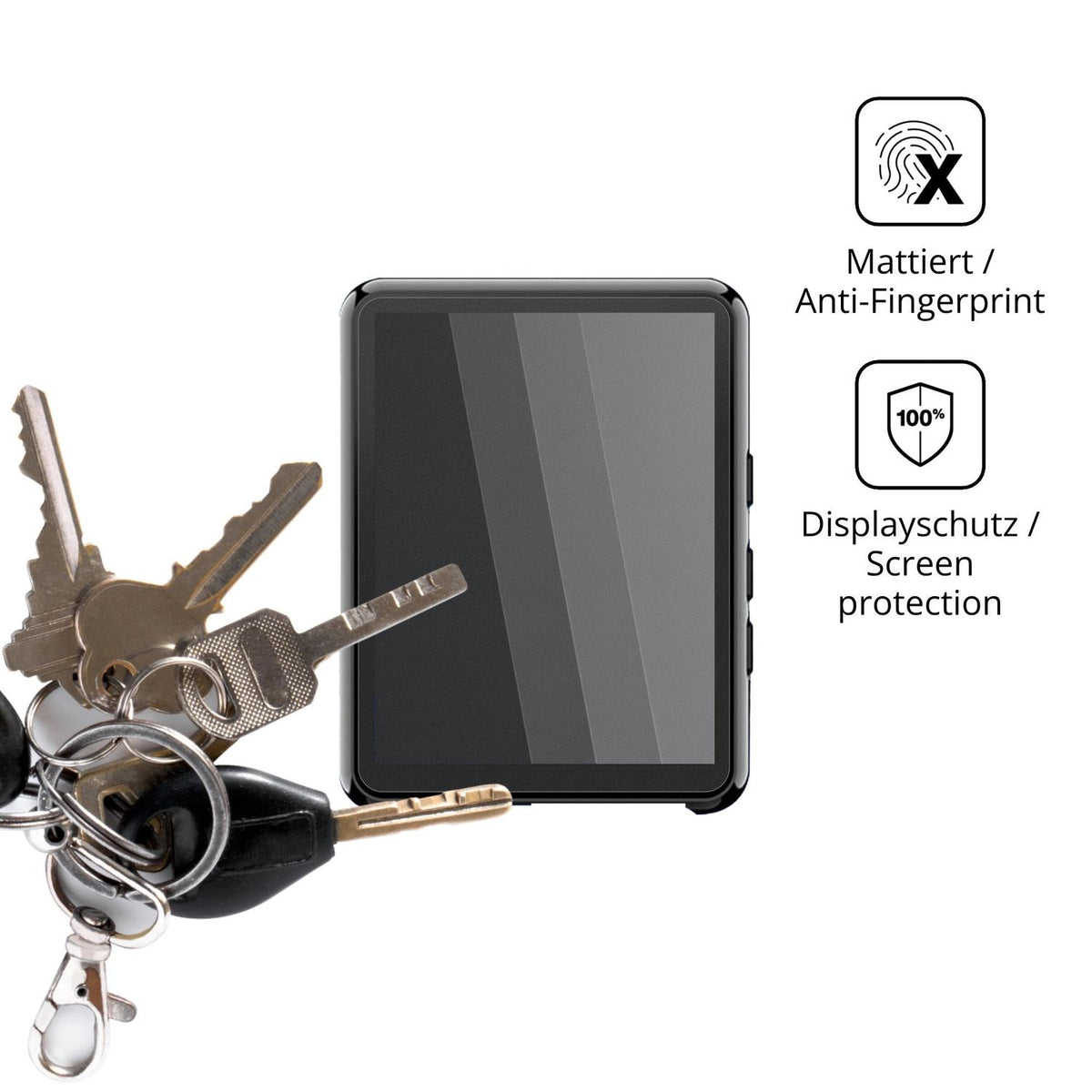 dipos Displayschutz für Cetoon T58-1 MP3-Player, mattierte Oberfläche, Blickschutzfilter und perfekter Passform
