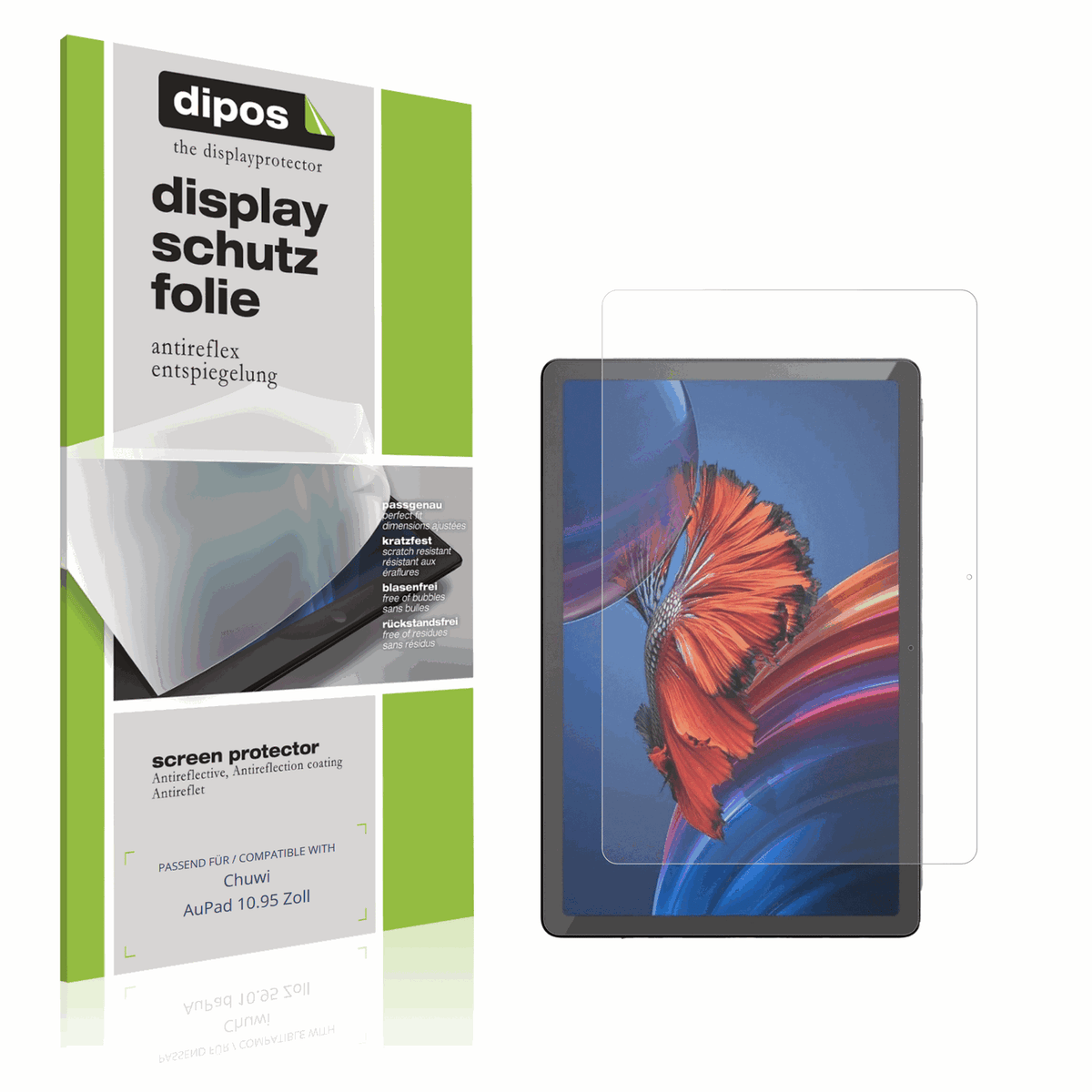 Matte Displayschutzfolie von dipos passend für Chuwi AuPad 10.95 Zoll, präziser Zuschnitt und blasenfrei montiert