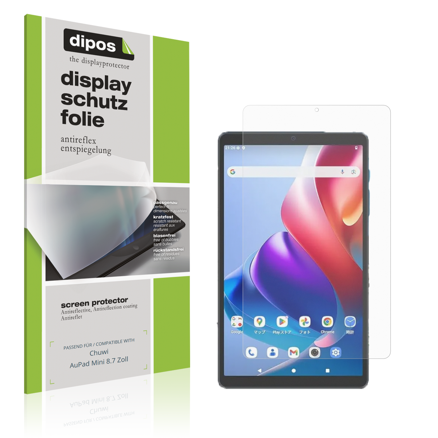 Matte Displayschutzfolie von dipos passend für Chuwi AuPad Mini 8.7 Zoll, präziser Zuschnitt und blasenfrei montiert