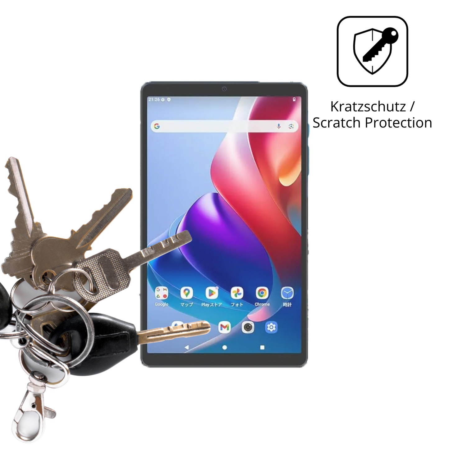 Schutz gegen Kratzer auf dem Chuwi AuPad Mini 8.7 Zoll Glas durch Schlüssel oder Ähnliches