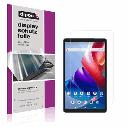 Klare Displayschutzfolie von dipos passend für Chuwi AuPad Mini 8.7 Zoll, präziser Zuschnitt und blasenfrei montiert