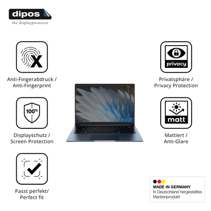 Privatsphäre-Schutz durch Sichtschutz-Folie passend zugeschnitten für Chuwi CoreBook Air 14 Zoll