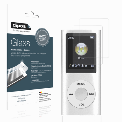 Matte Displayschutzfolie von dipos passend für ciciglow MP3-Player, 9H kratzfest und blasenfrei montiert