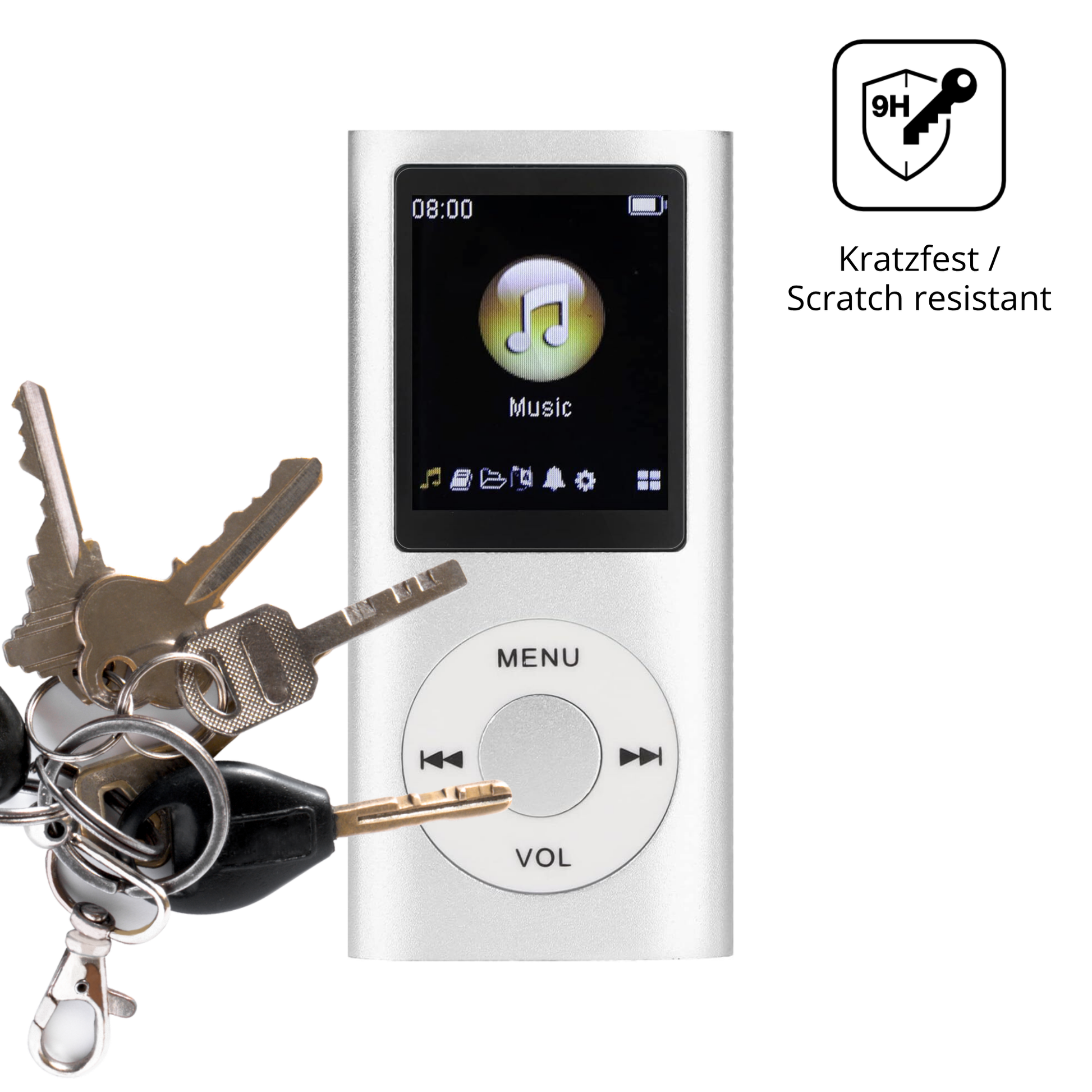 dipos Displayschutz für ciciglow MP3-Player, transparente Oberfläche, perfekte Passform auch für die Rundungen