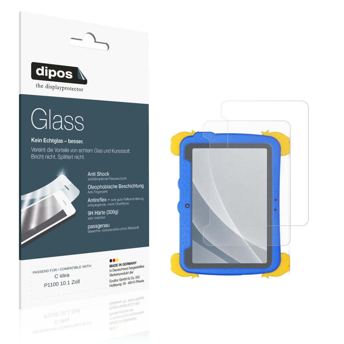 Matte Displayschutzfolie von dipos passend für C idea P1100 10.1 Zoll, 9H kratzfest und blasenfrei montiert