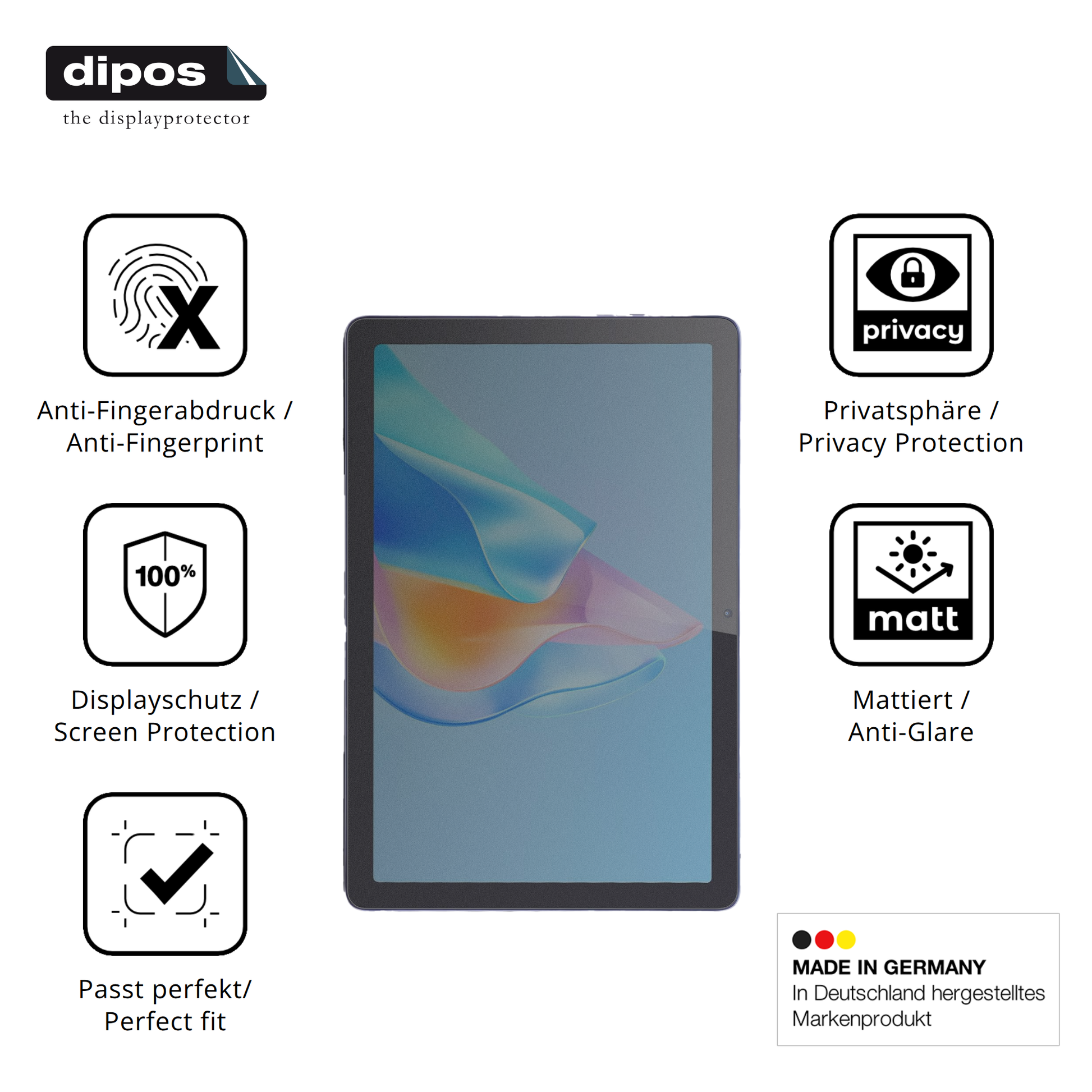 Privatsphäre-Schutz durch Sichtschutz-Folie passend zugeschnitten für C idea P1200 10.1 Zoll