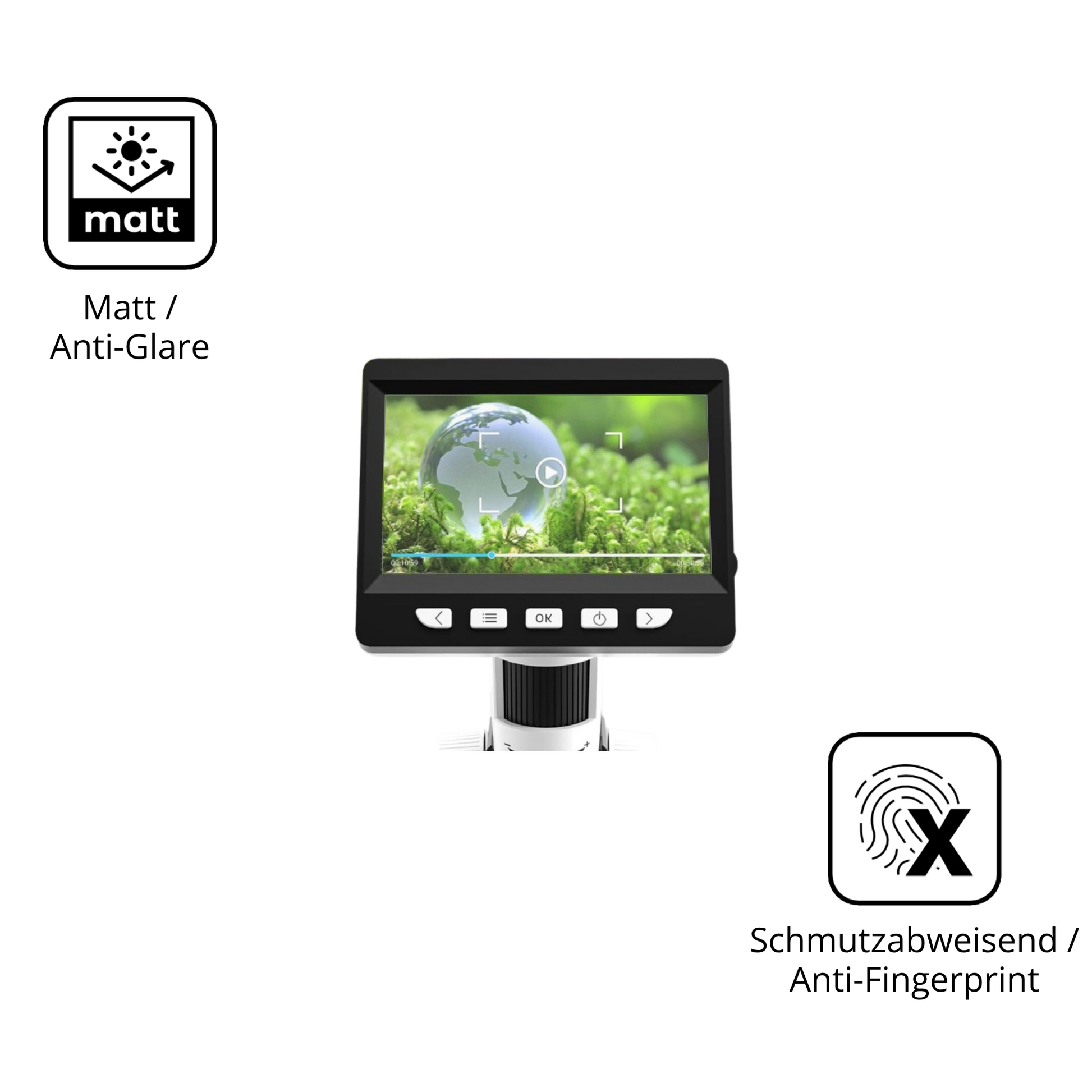 9H Hartbeschichtete, flexible Folie passend zugeschnitten für Cimler 306-B Digital Mikroskop