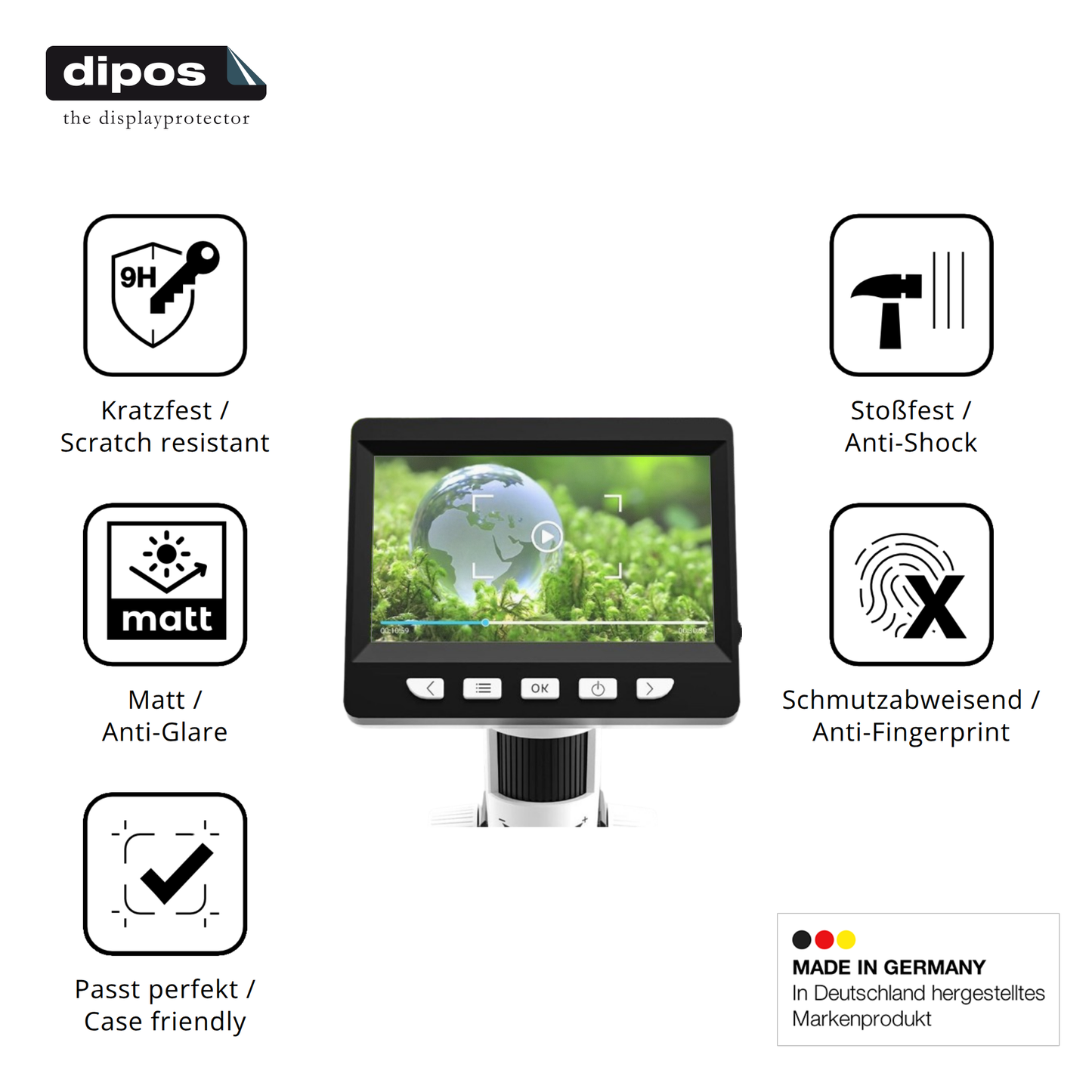 Displayschutz hergestellt in Deutschland, höchste Qualität made in Germany