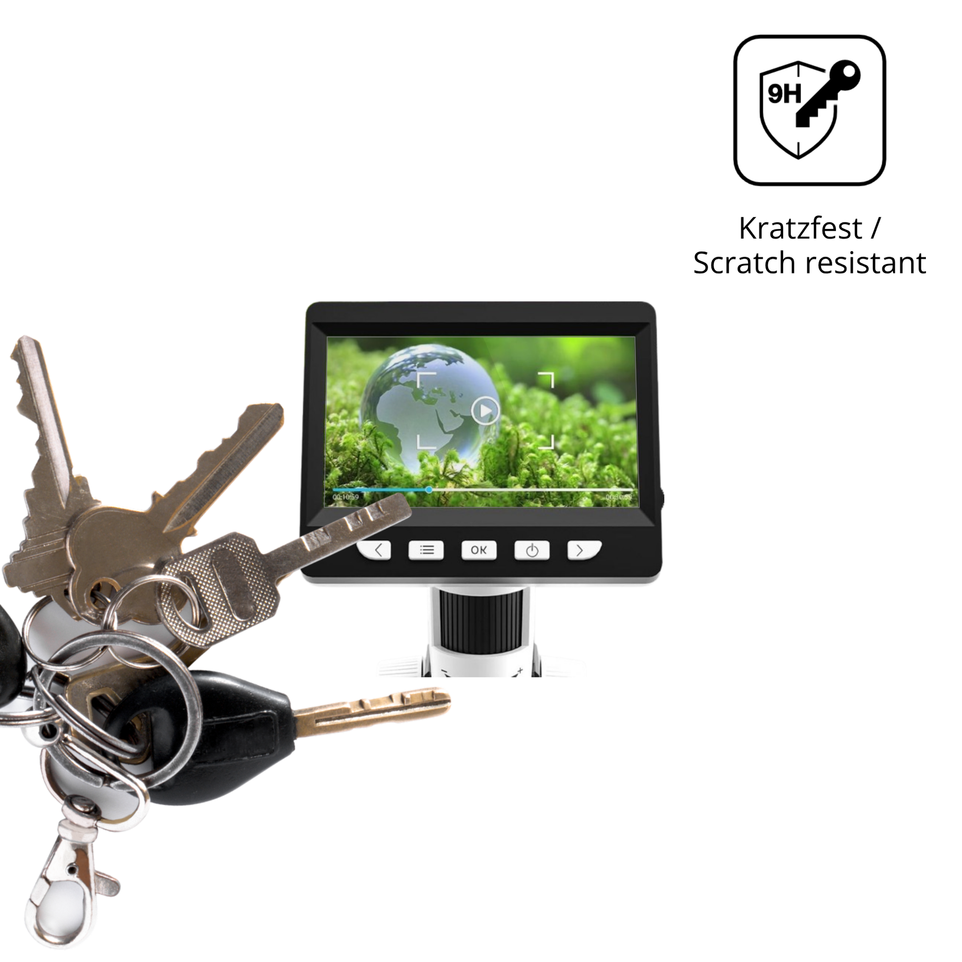 dipos Displayschutz für Cimler 306-B Digital Mikroskop, transparente Oberfläche, perfekte Passform auch für die Rundungen