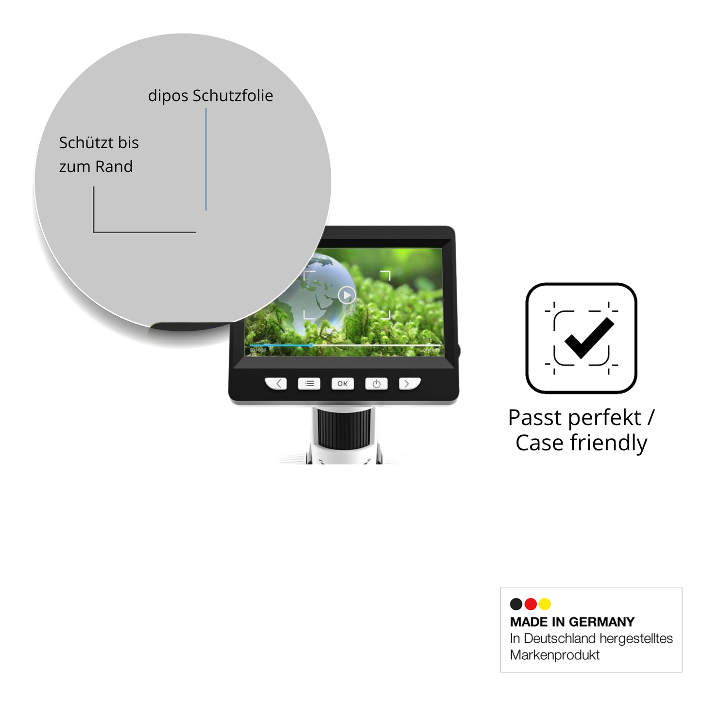 Besonders flexibler Displayschutz mit Anti-Shock-Schicht im Materialmix