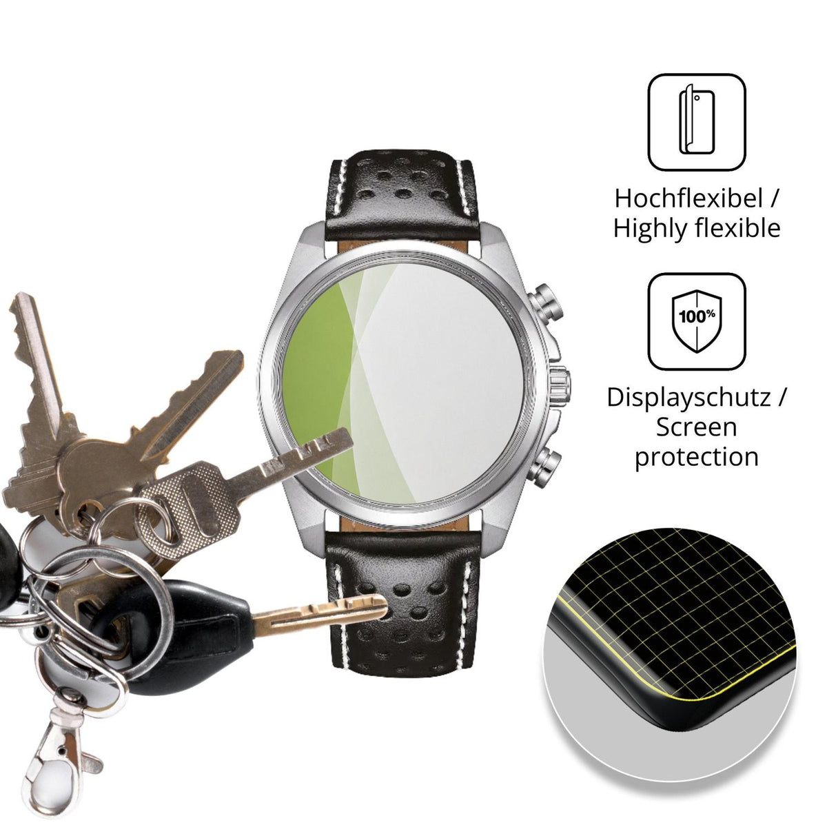 dipos Displayschutz für Citizen CA4640-09A, transparente Oberfläche, perfekte Passform auch für die Rundungen