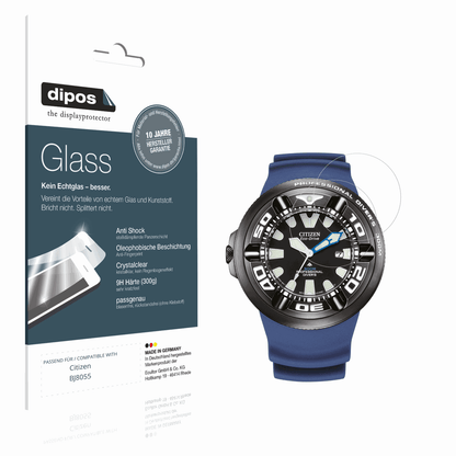 Klare Displayschutzfolie von dipos passend für Citizen BJ8055, 9H kratzfest und blasenfrei montiert