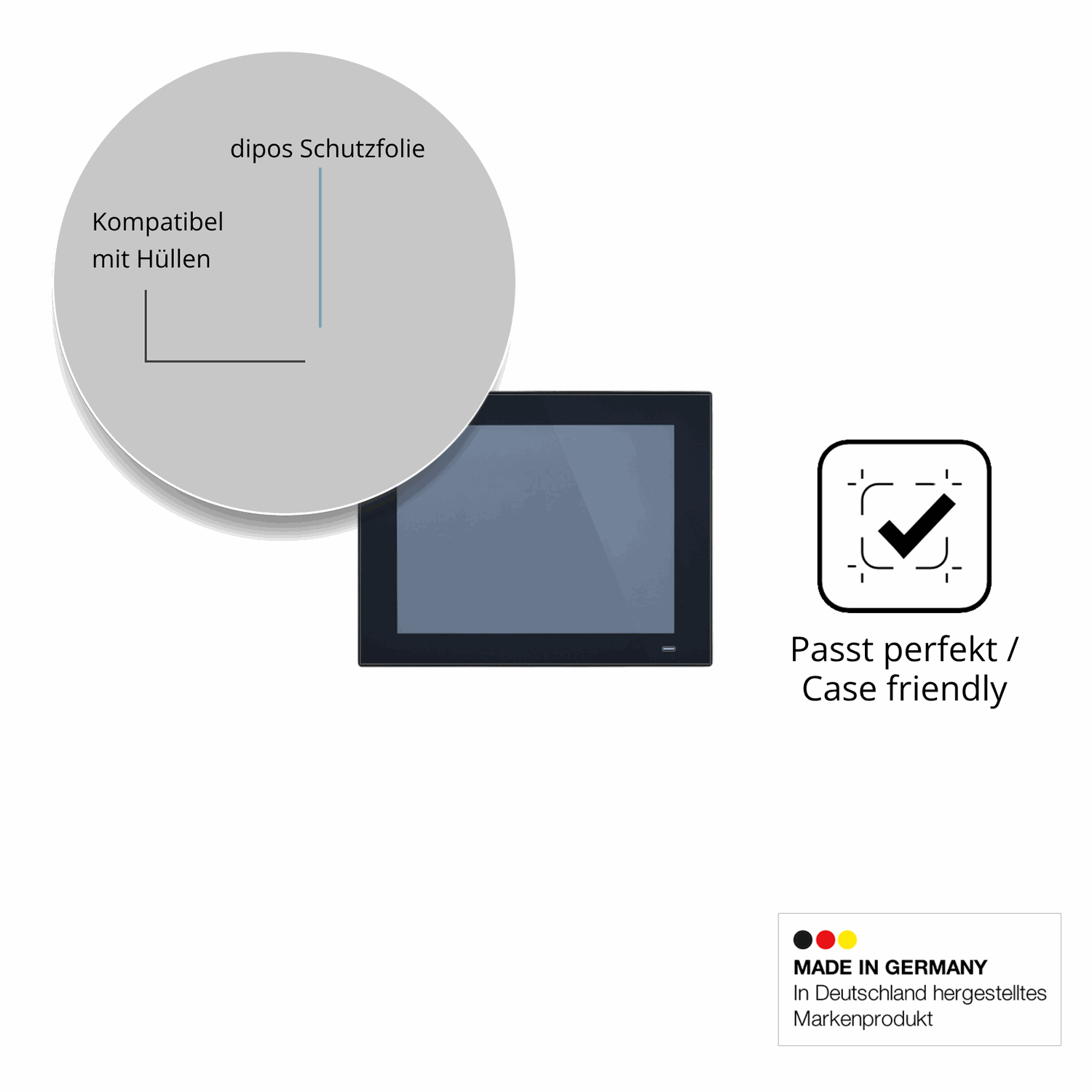 Schutzfolie mit optimaler Passform, zur Verwendung mit Hüllen geeignet