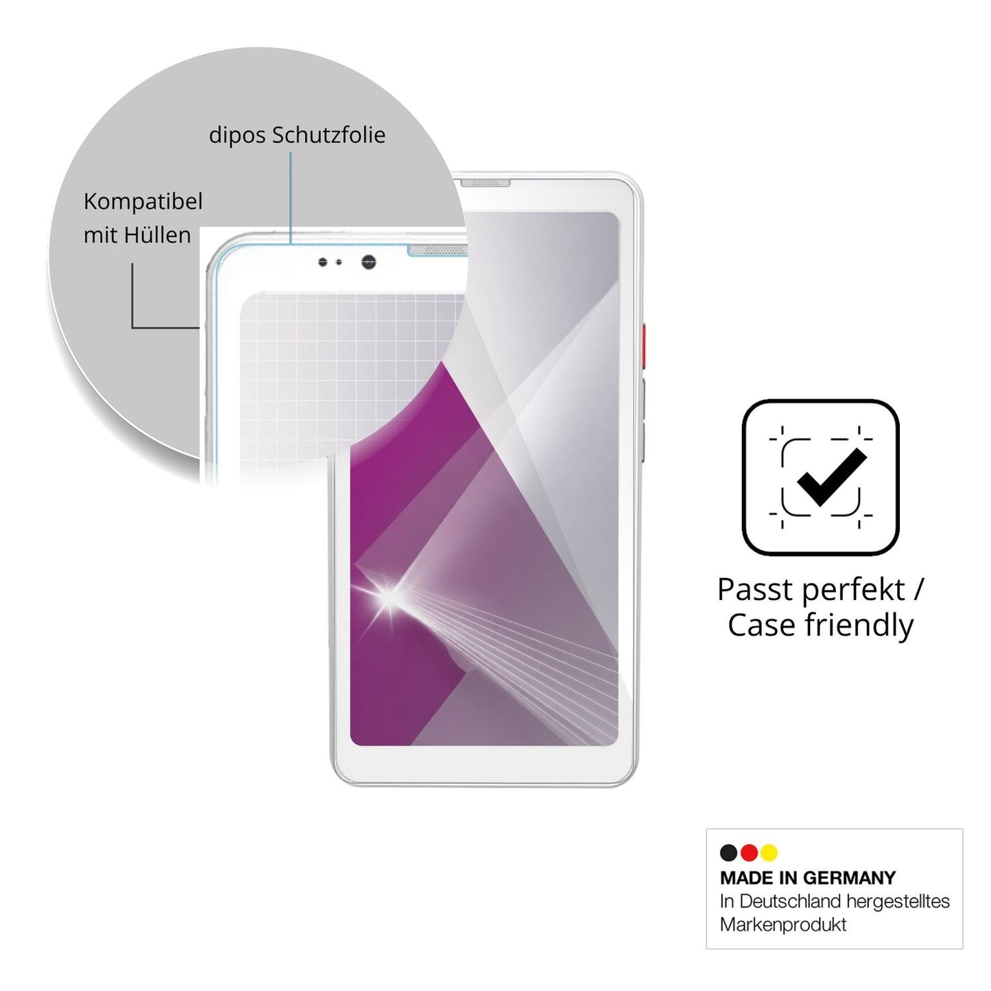 Schutzfolie mit optimaler Passform, zur Verwendung mit Hüllen geeignet