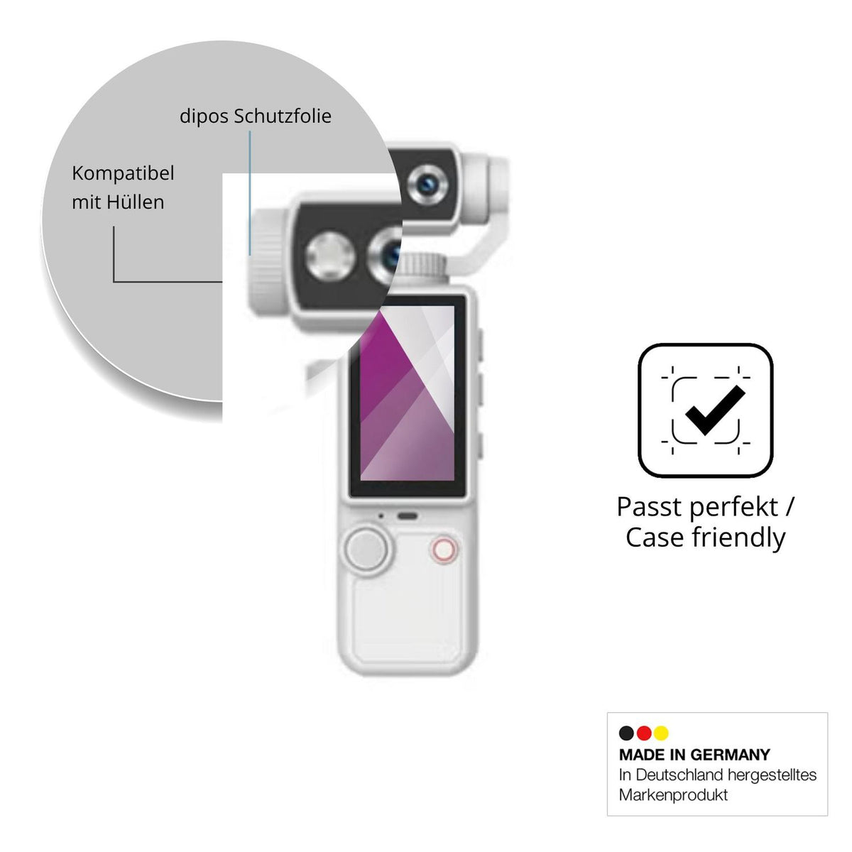 Schutzfolie mit optimaler Passform, zur Verwendung mit Hüllen geeignet