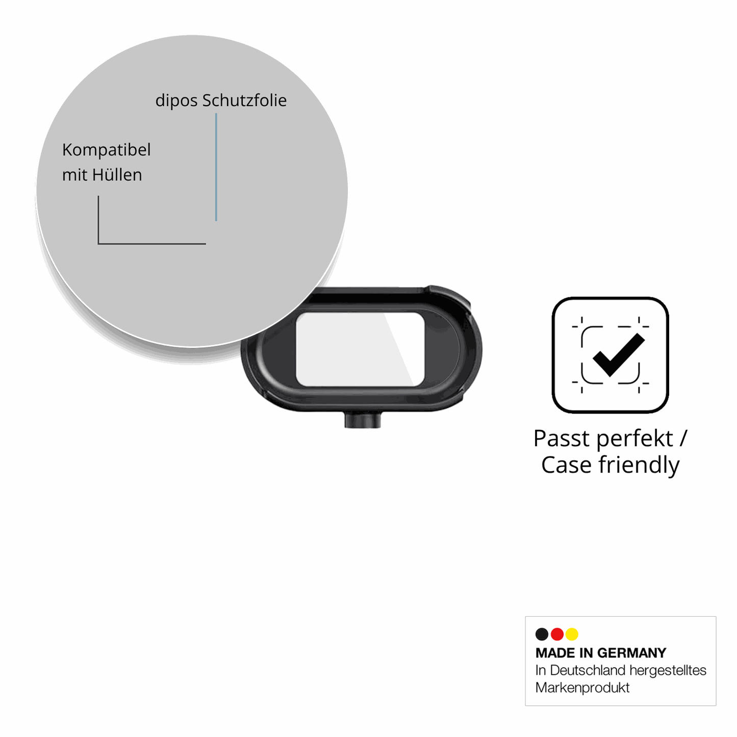 Schutzfolie mit optimaler Passform, zur Verwendung mit Hüllen geeignet