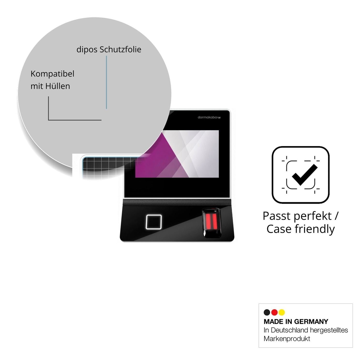 Schutzfolie mit optimaler Passform, zur Verwendung mit Hüllen geeignet